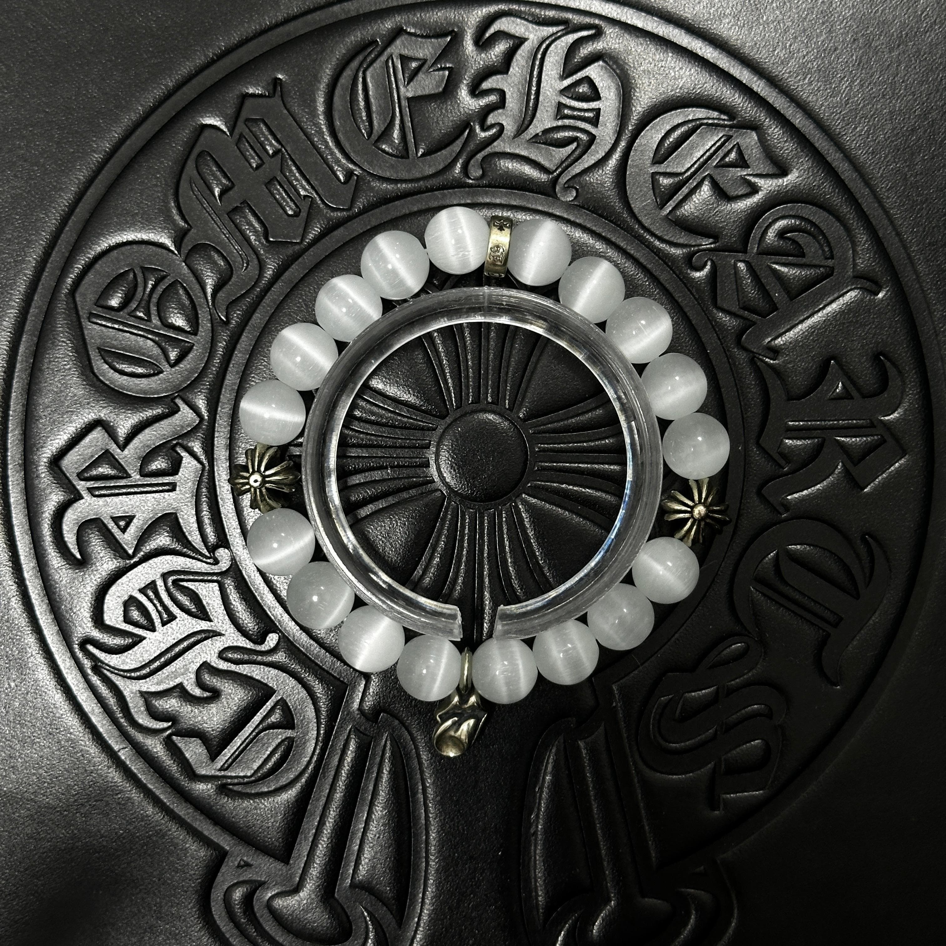White Beaded Charm Bracelet — Chrome Hearts jewelry