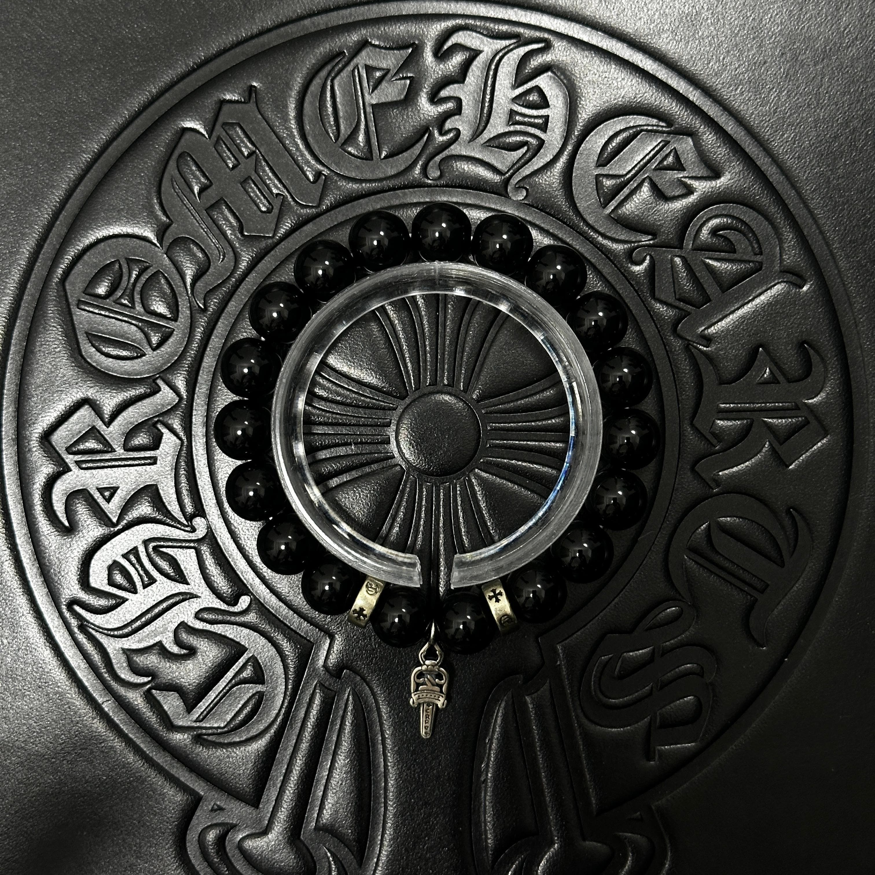 Black Beaded Dagger Bracelet — Chrome Hearts jewelry