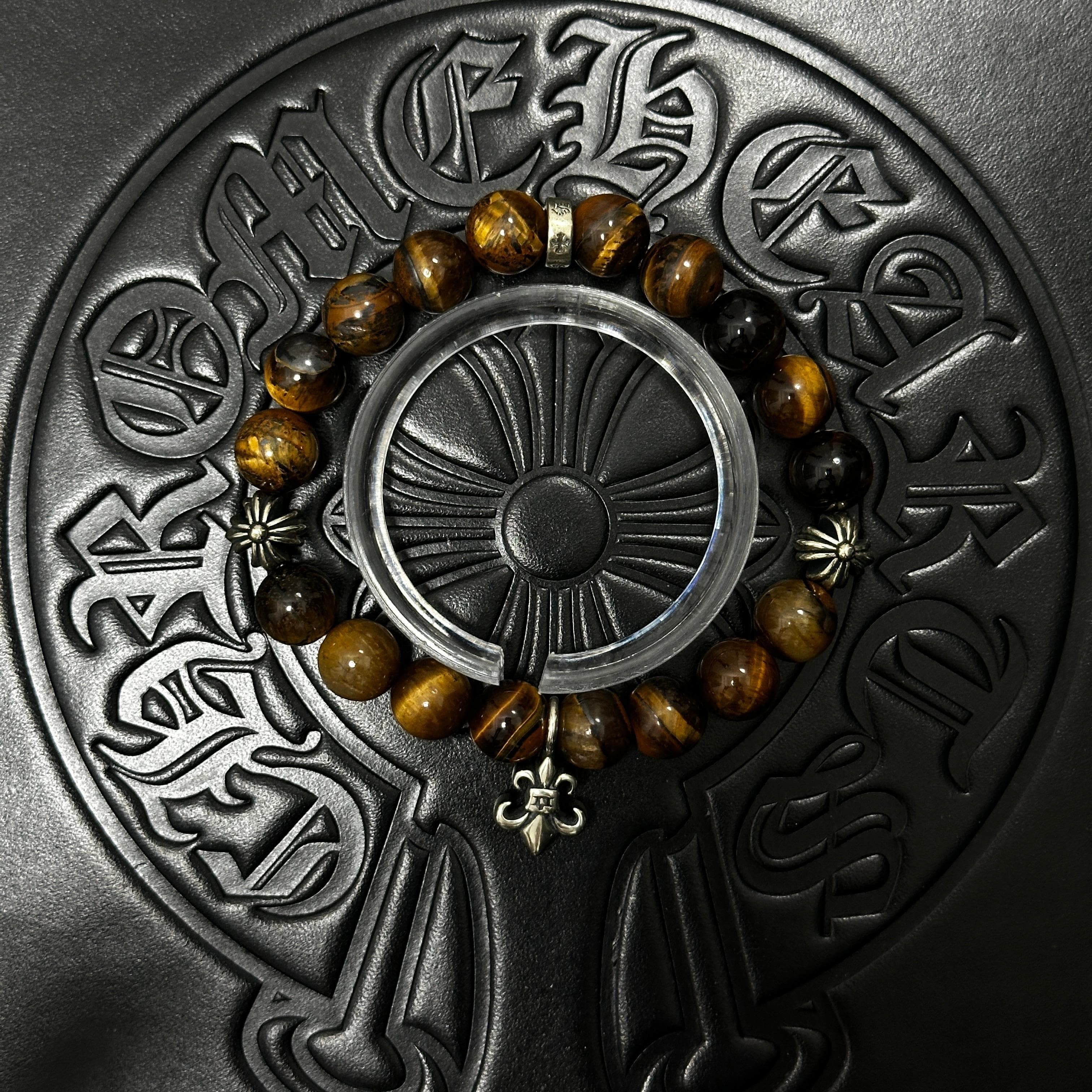 Brown Beaded Floral Bracelet — Chrome Hearts jewelry