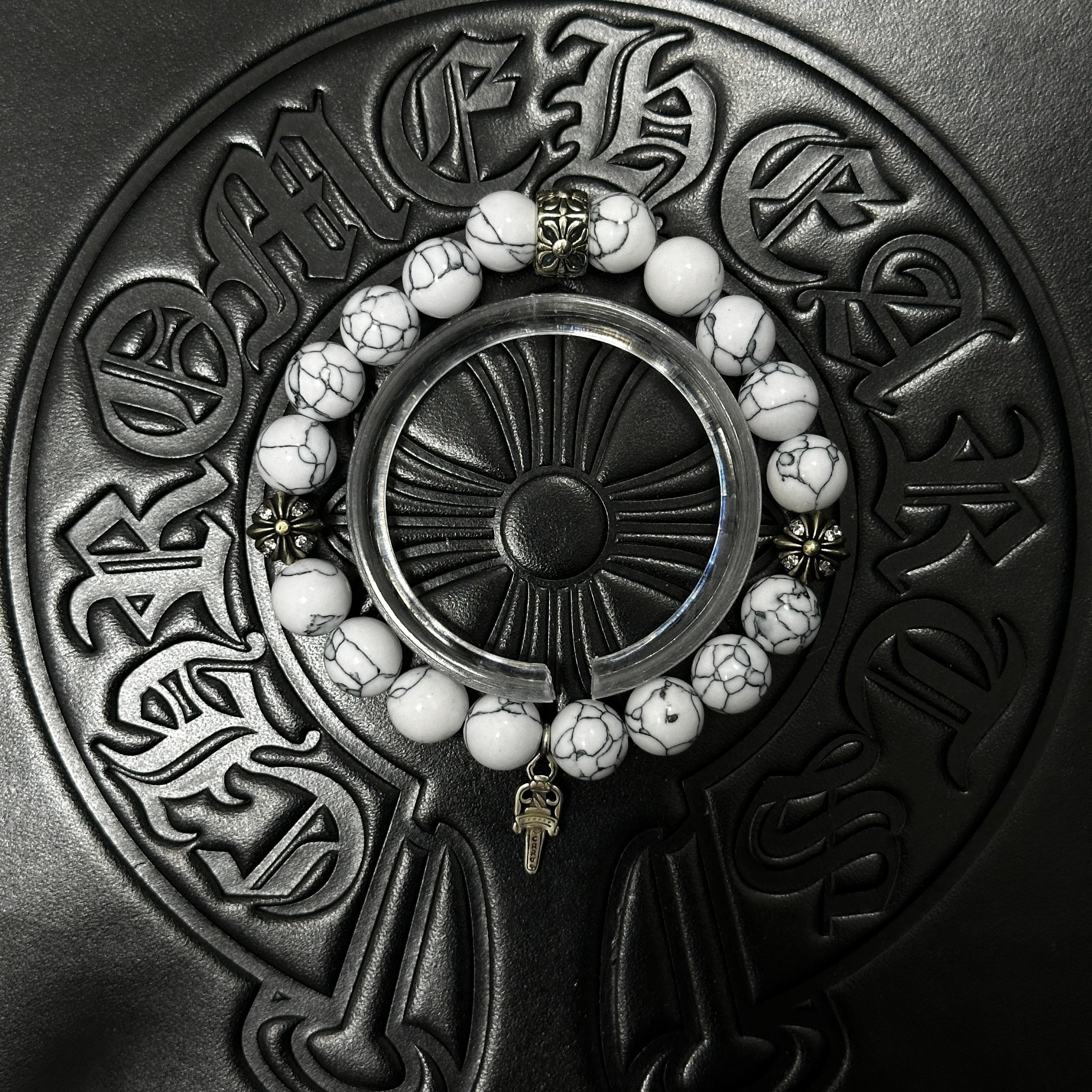 White Beaded Dagger Bracelet — Chrome Hearts jewelry