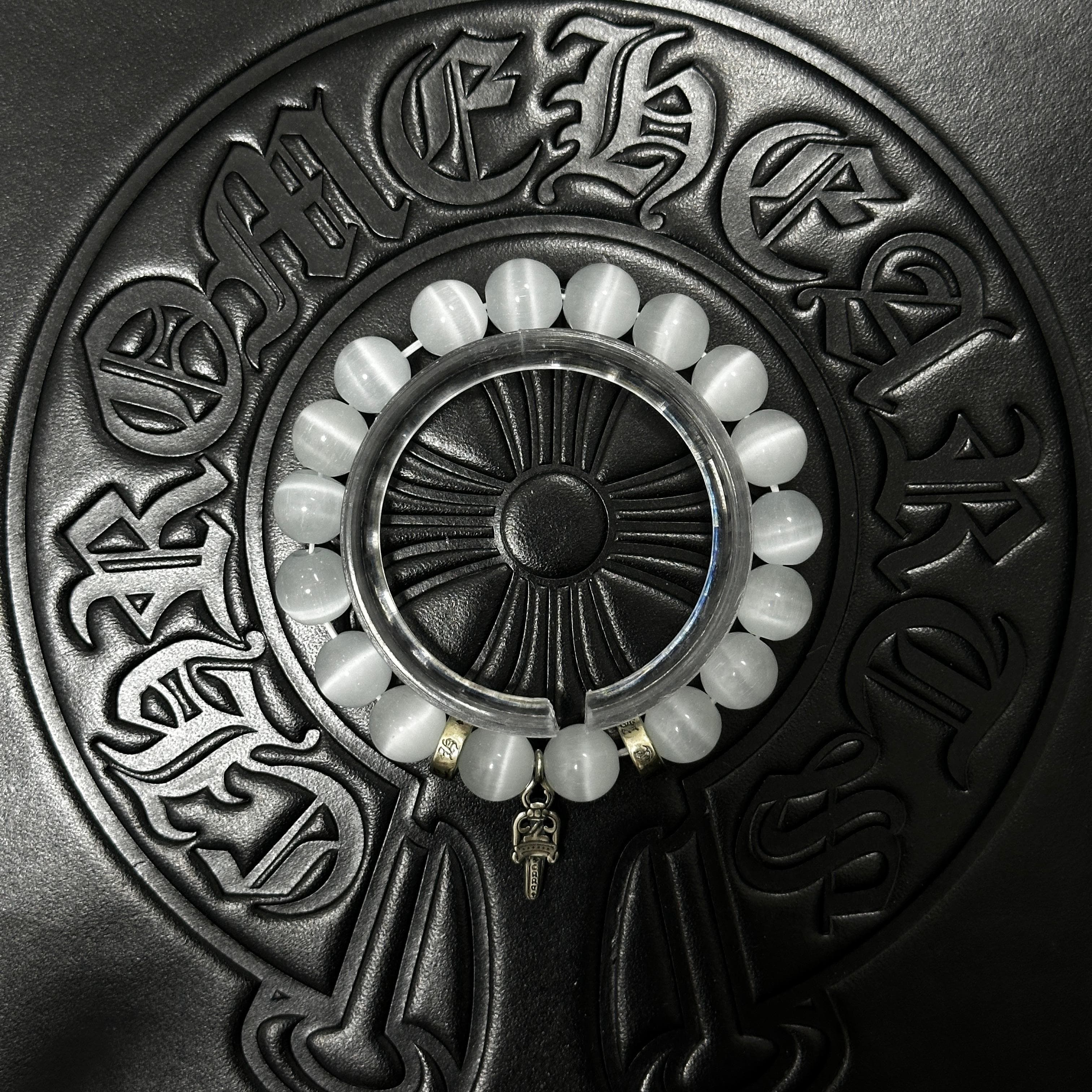 White Beaded Dagger Bracelet — Chrome Hearts jewelry