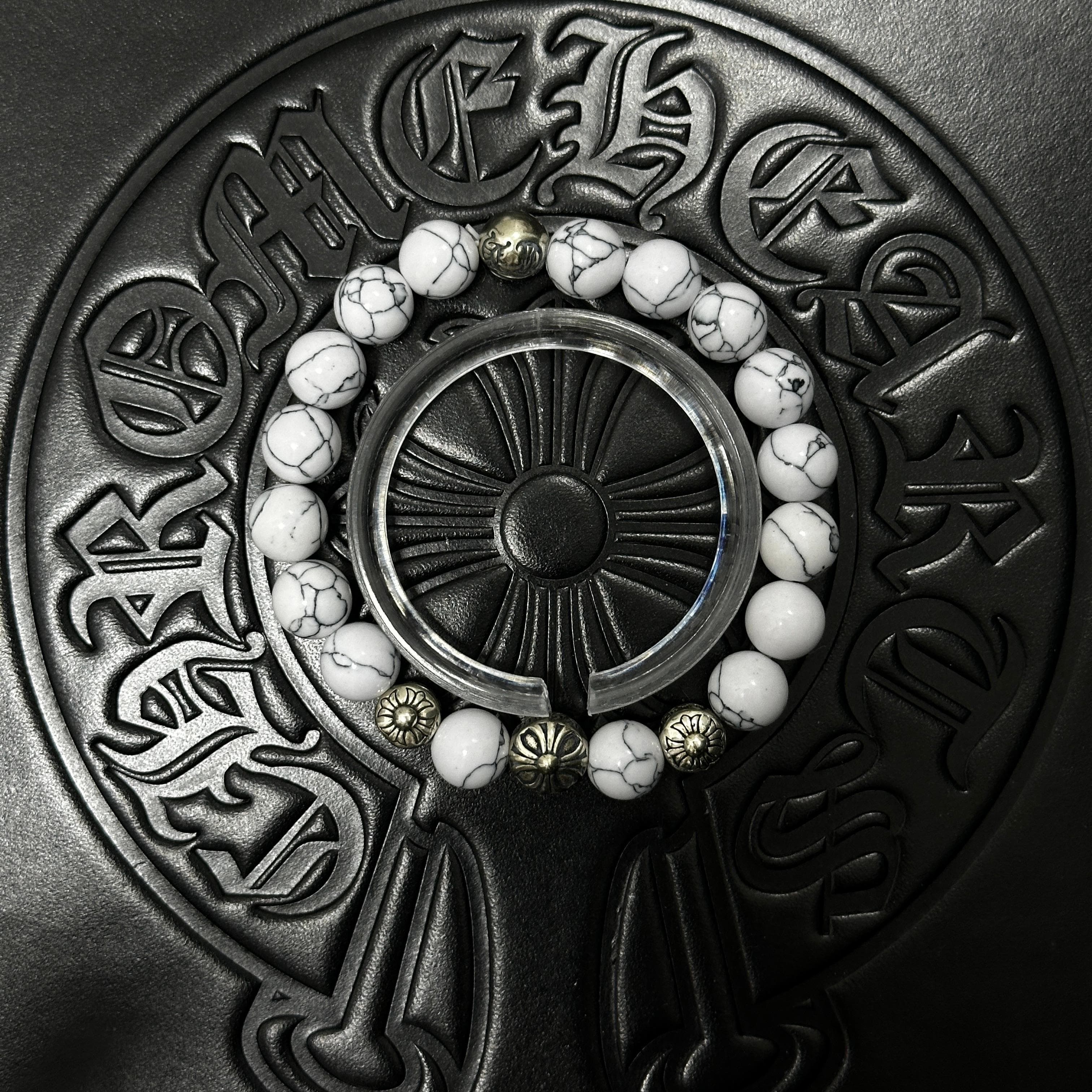 White Beaded Floral Bracelet — Chrome Hearts jewelry