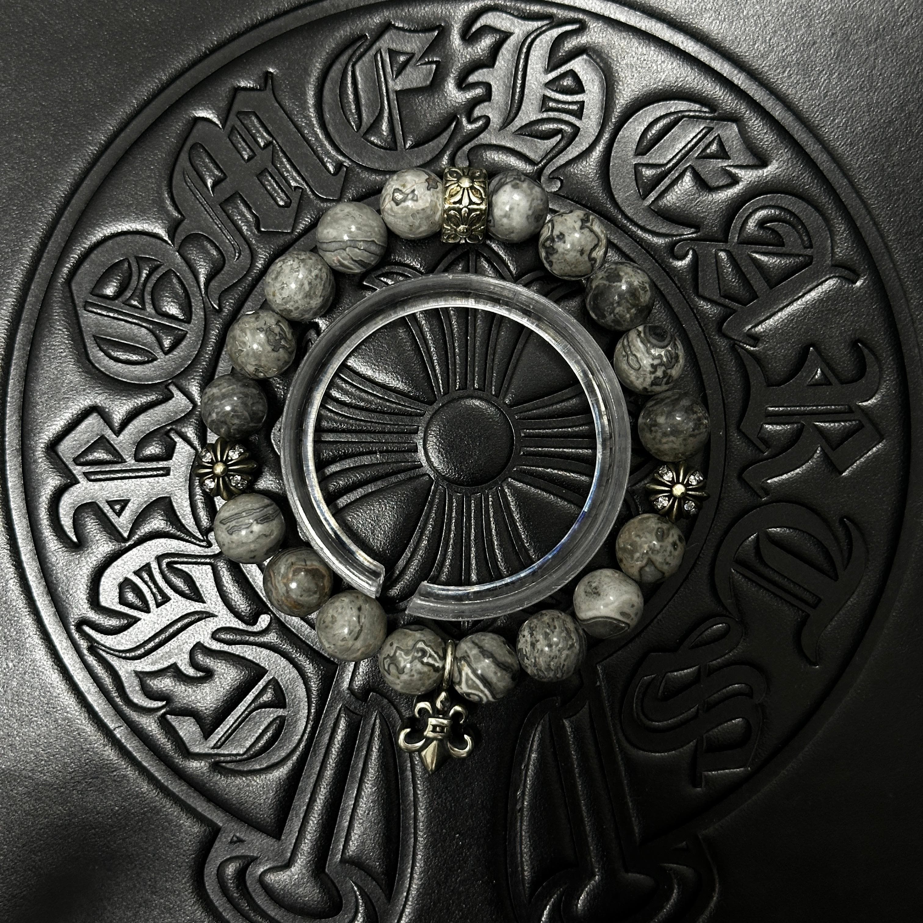Patterned Beaded Floral Bracelet — Chrome Hearts jewelry