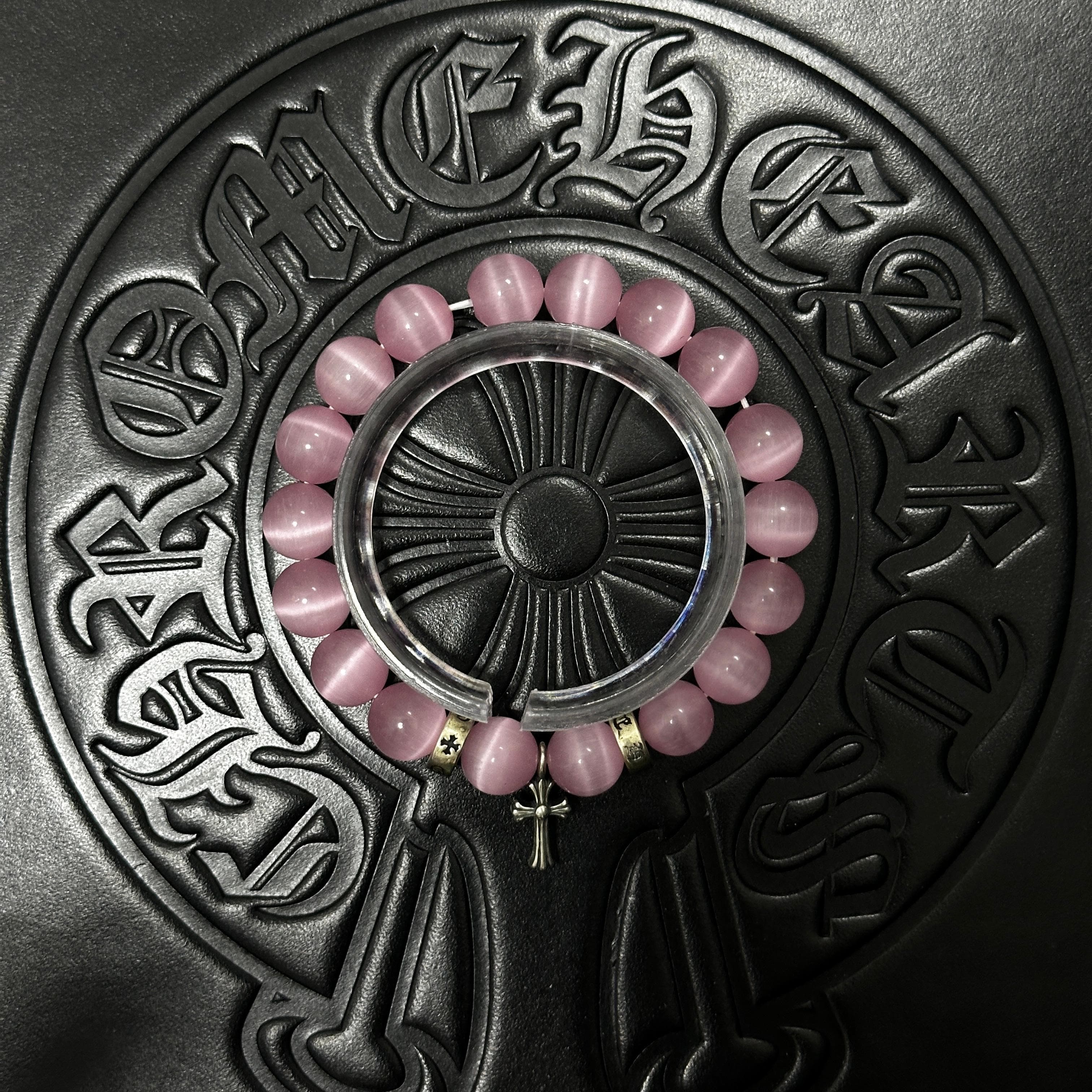 Pink Beaded Cross Bracelet — Chrome Hearts jewelry