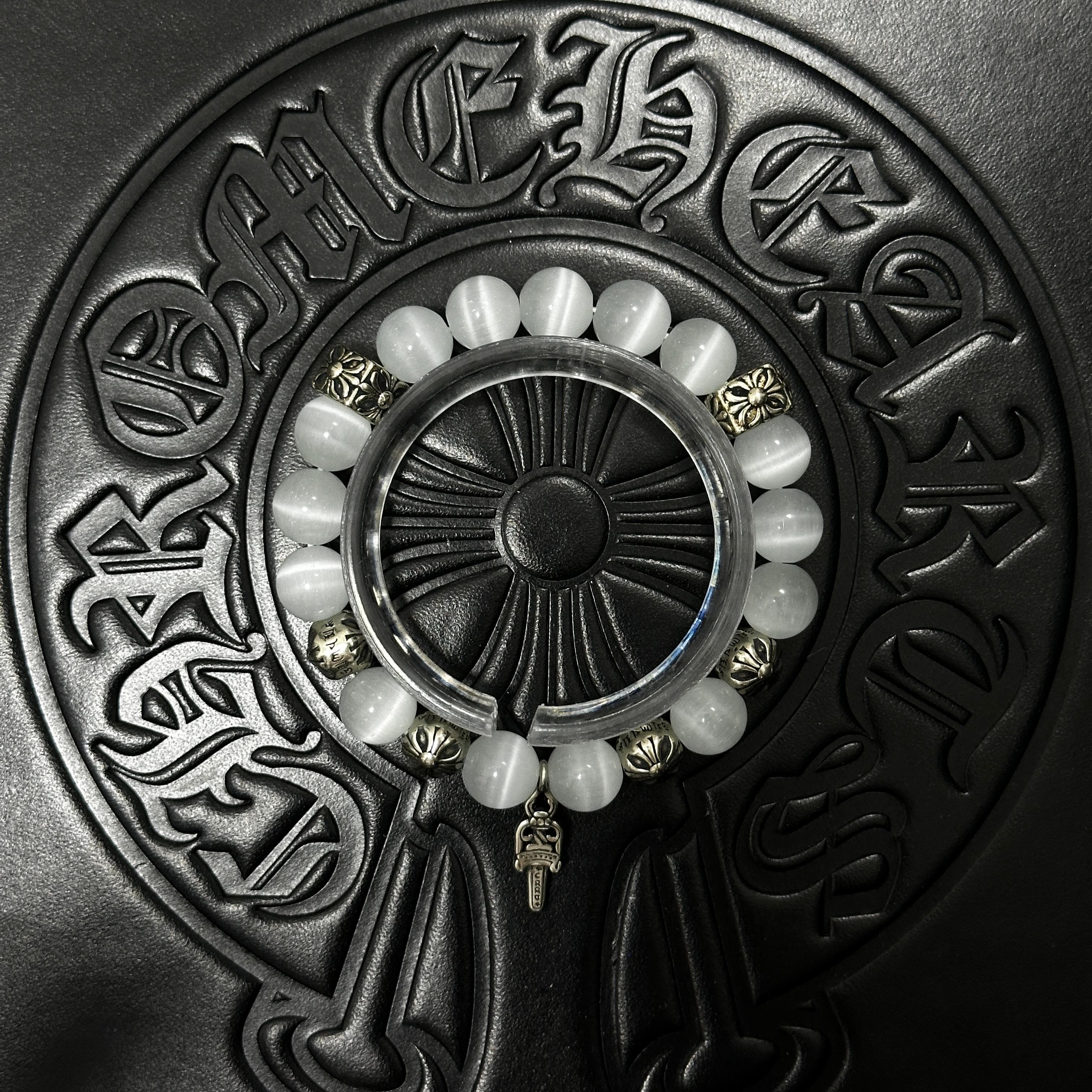 White Beaded Dagger Bracelet — Chrome Hearts jewelry