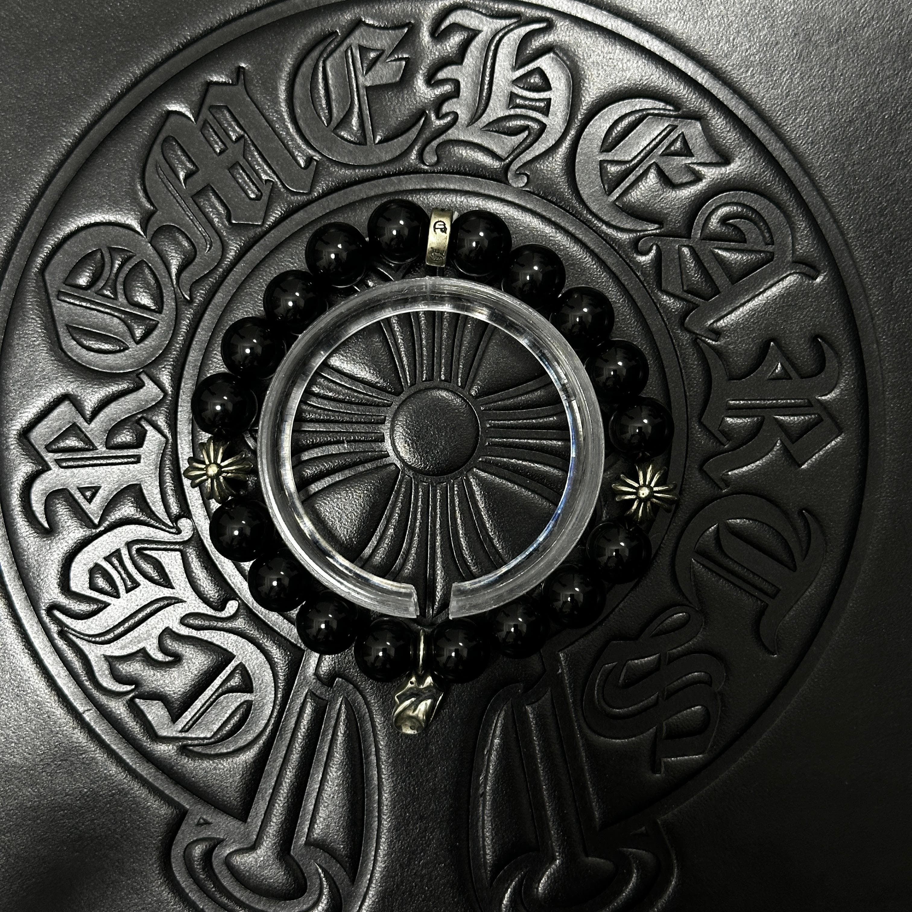 Black Beaded Charm Bracelet — Chrome Hearts jewelry