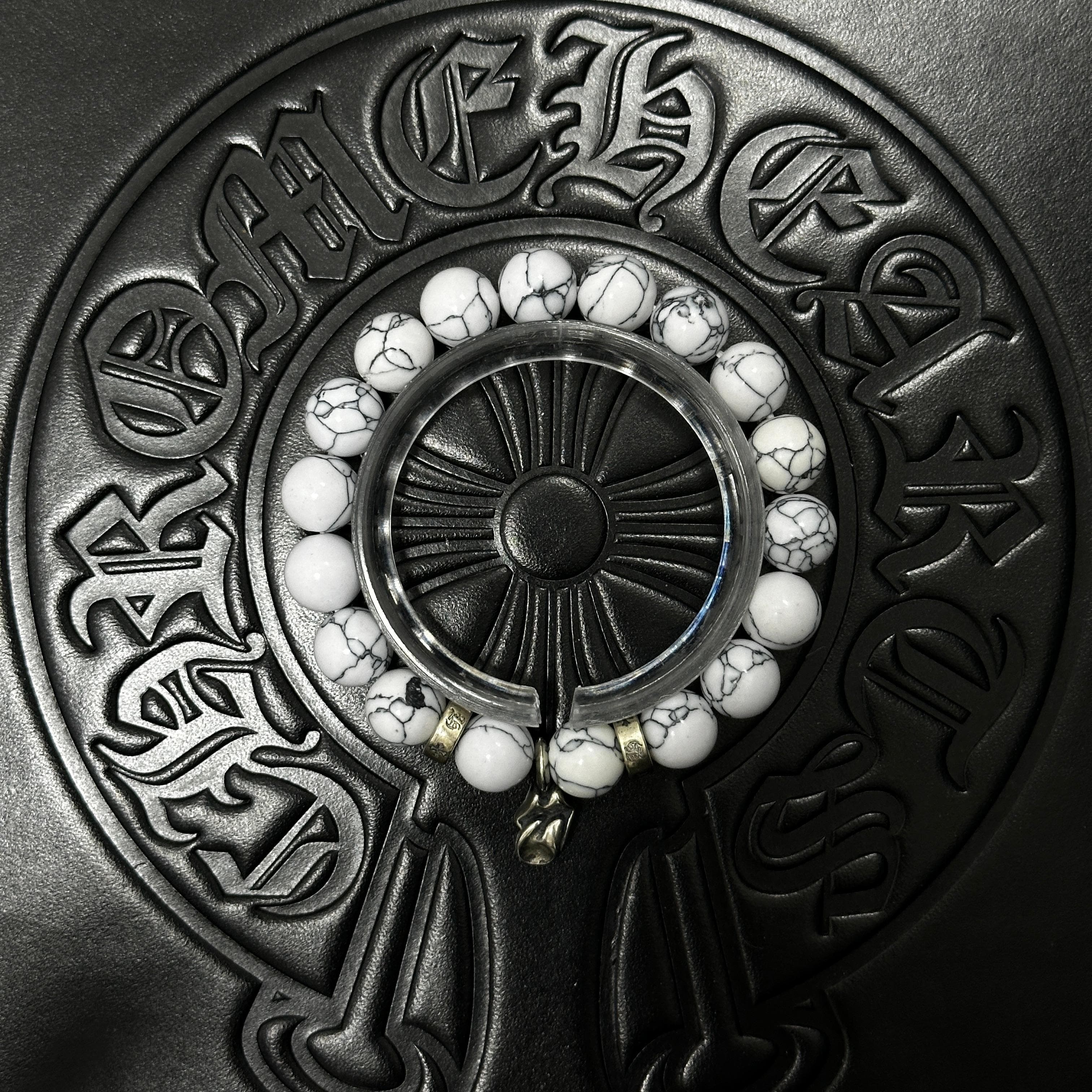 White Beaded Charm Bracelet — Chrome Hearts jewelry
