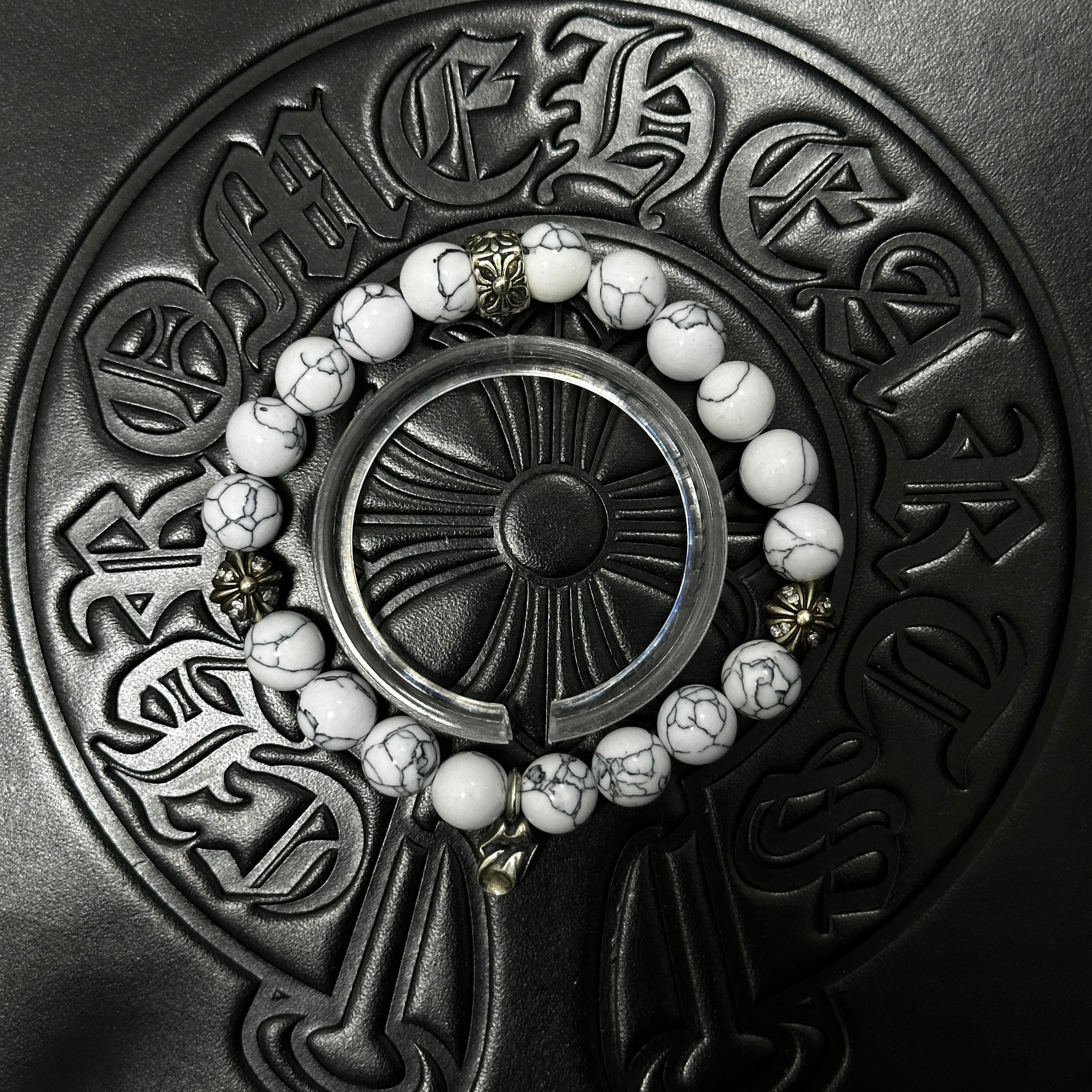 White Beaded Charm Bracelet — Chrome Hearts jewelry