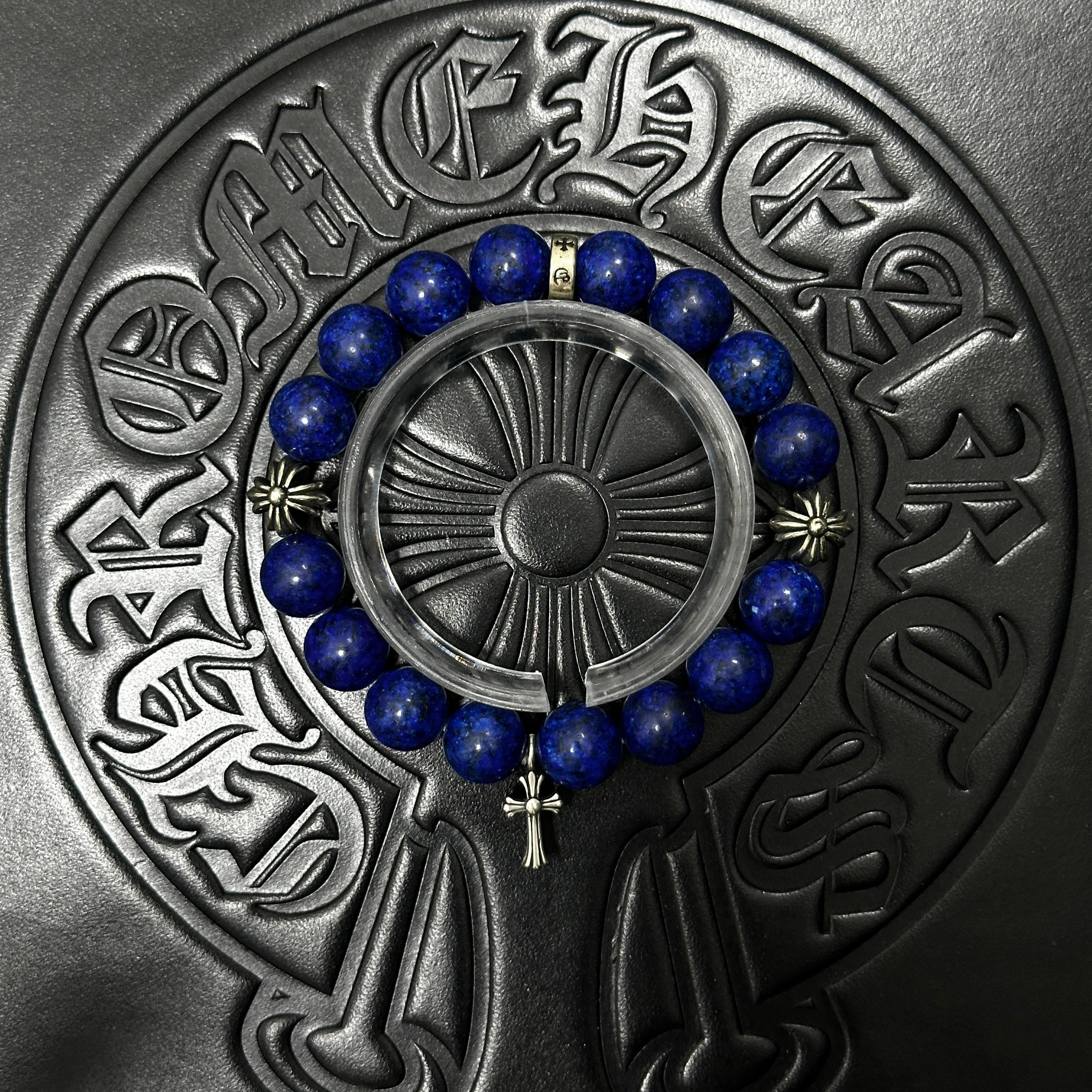 Blue Beaded Cross Bracelet — Chrome Hearts jewelry