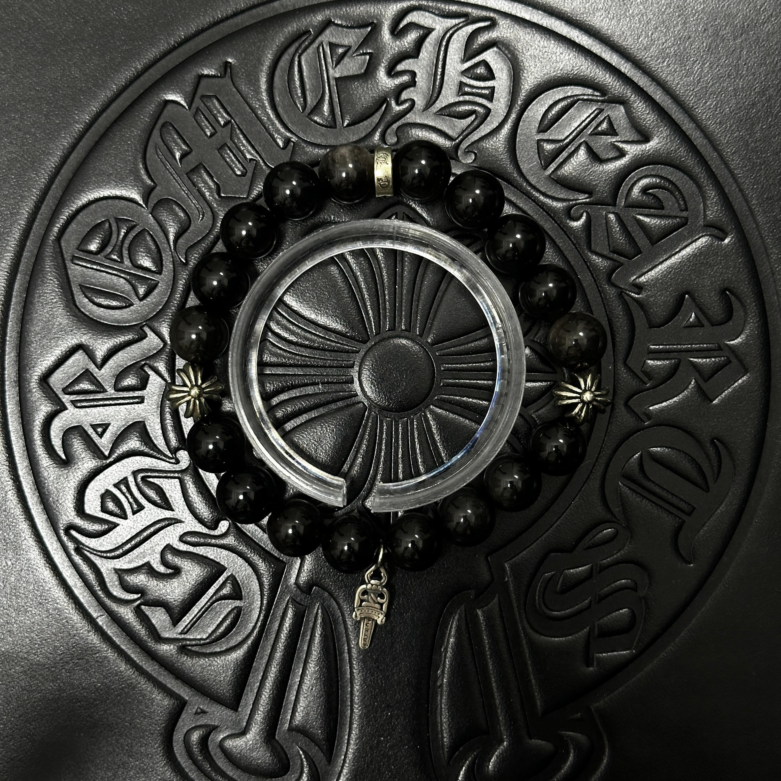 Dark Beaded Dagger Bracelet — Chrome Hearts jewelry