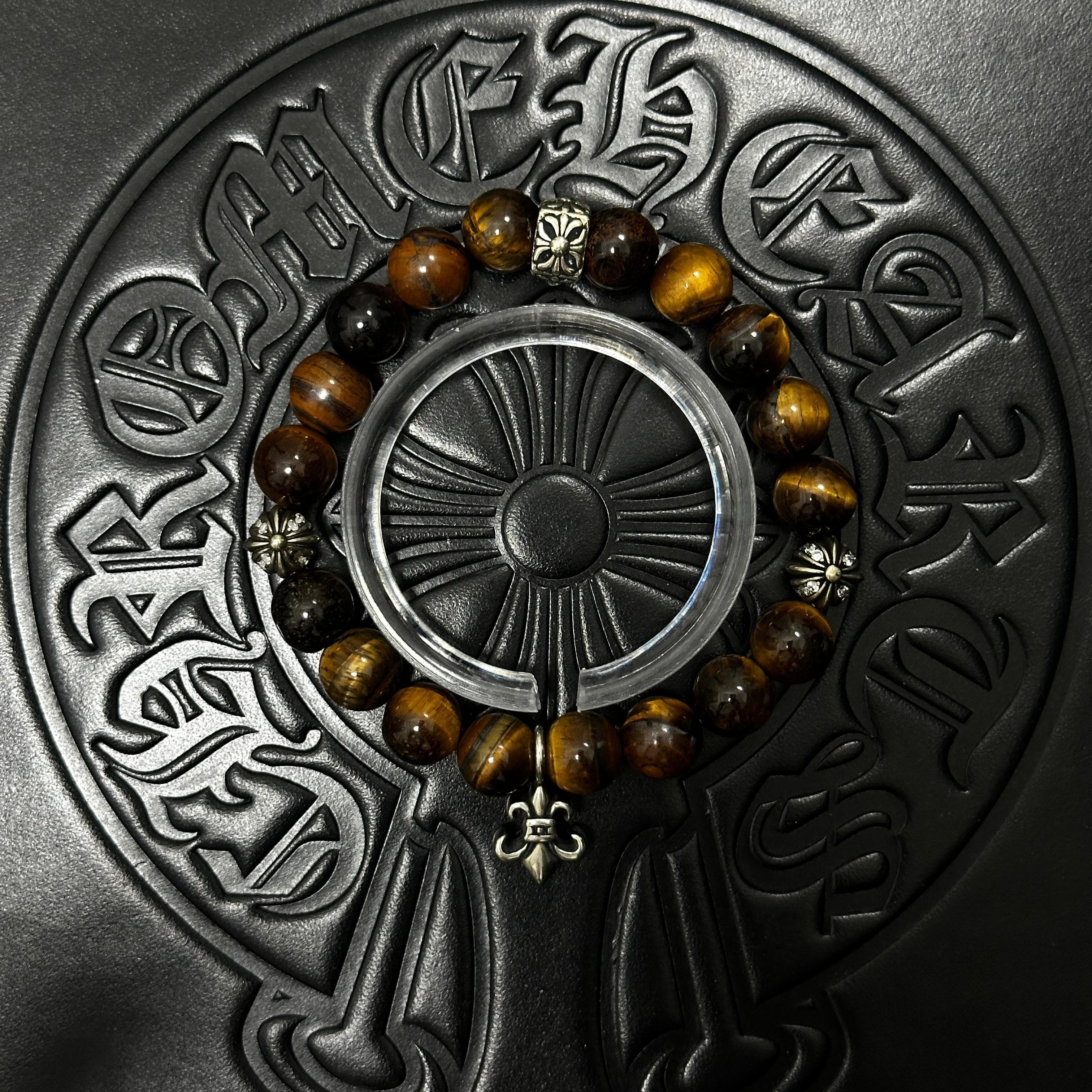 Brown Beaded Floral Bracelet — Chrome Hearts jewelry