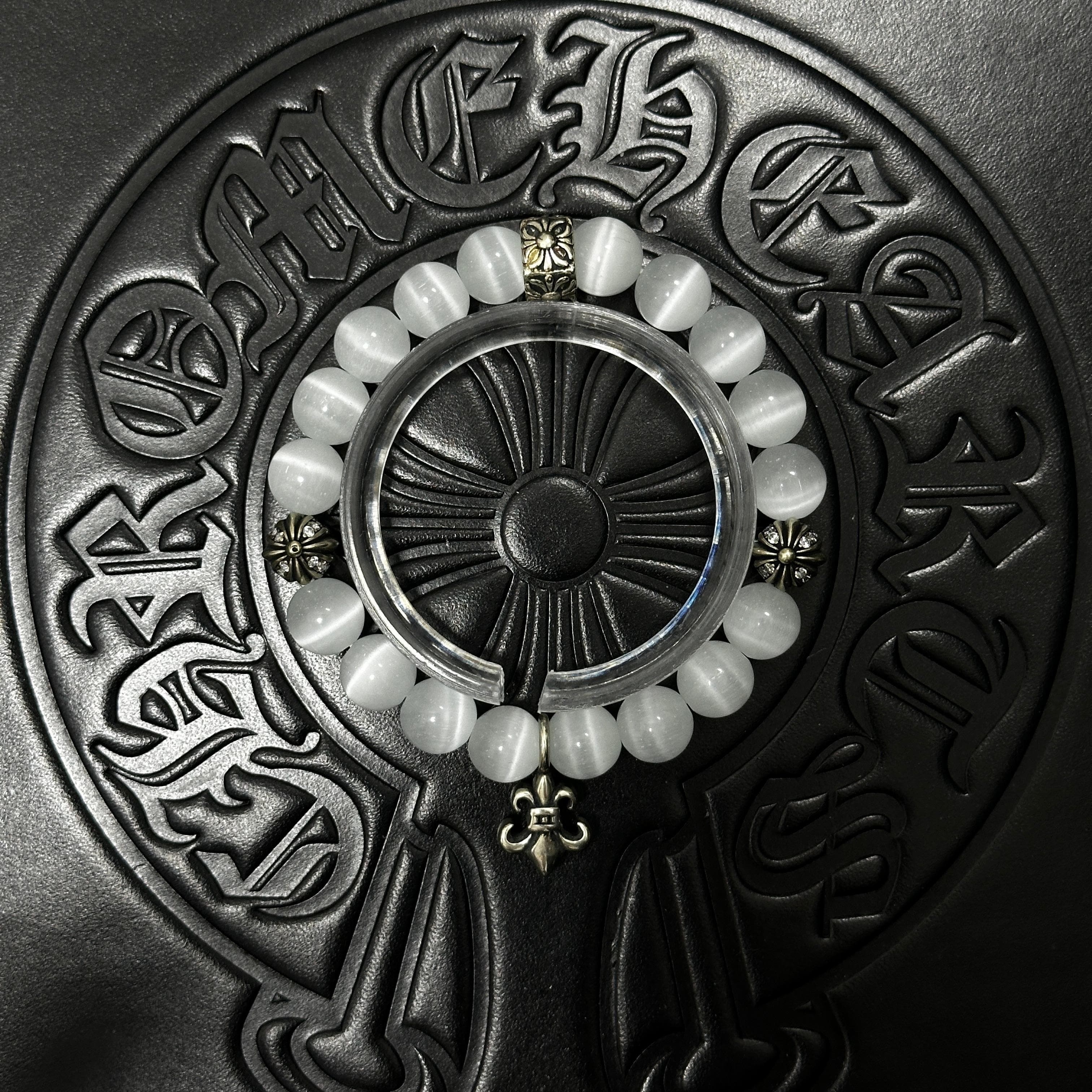White Beaded Floral Bracelet — Chrome Hearts jewelry