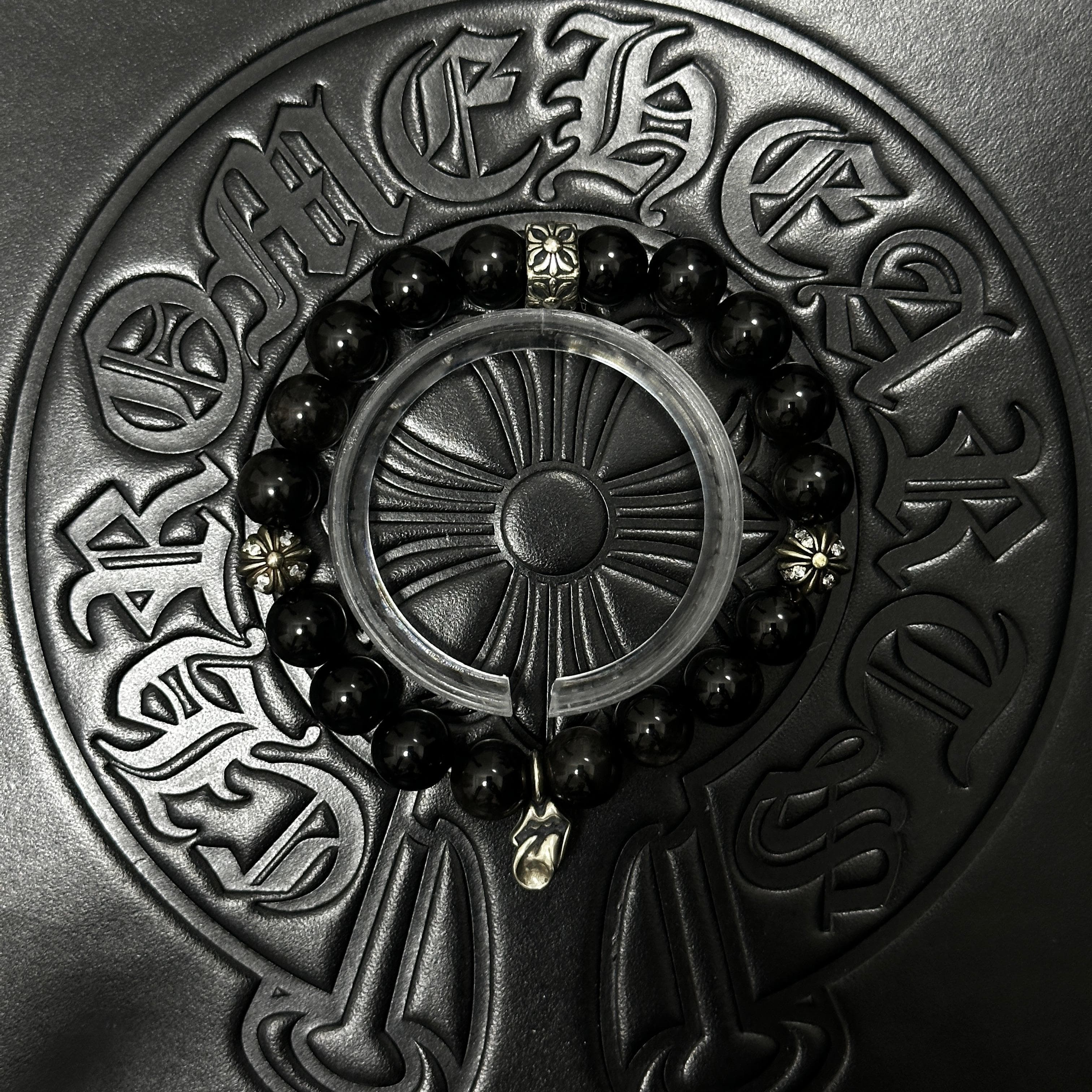 Dark Beaded Charm Bracelet — Chrome Hearts jewelry