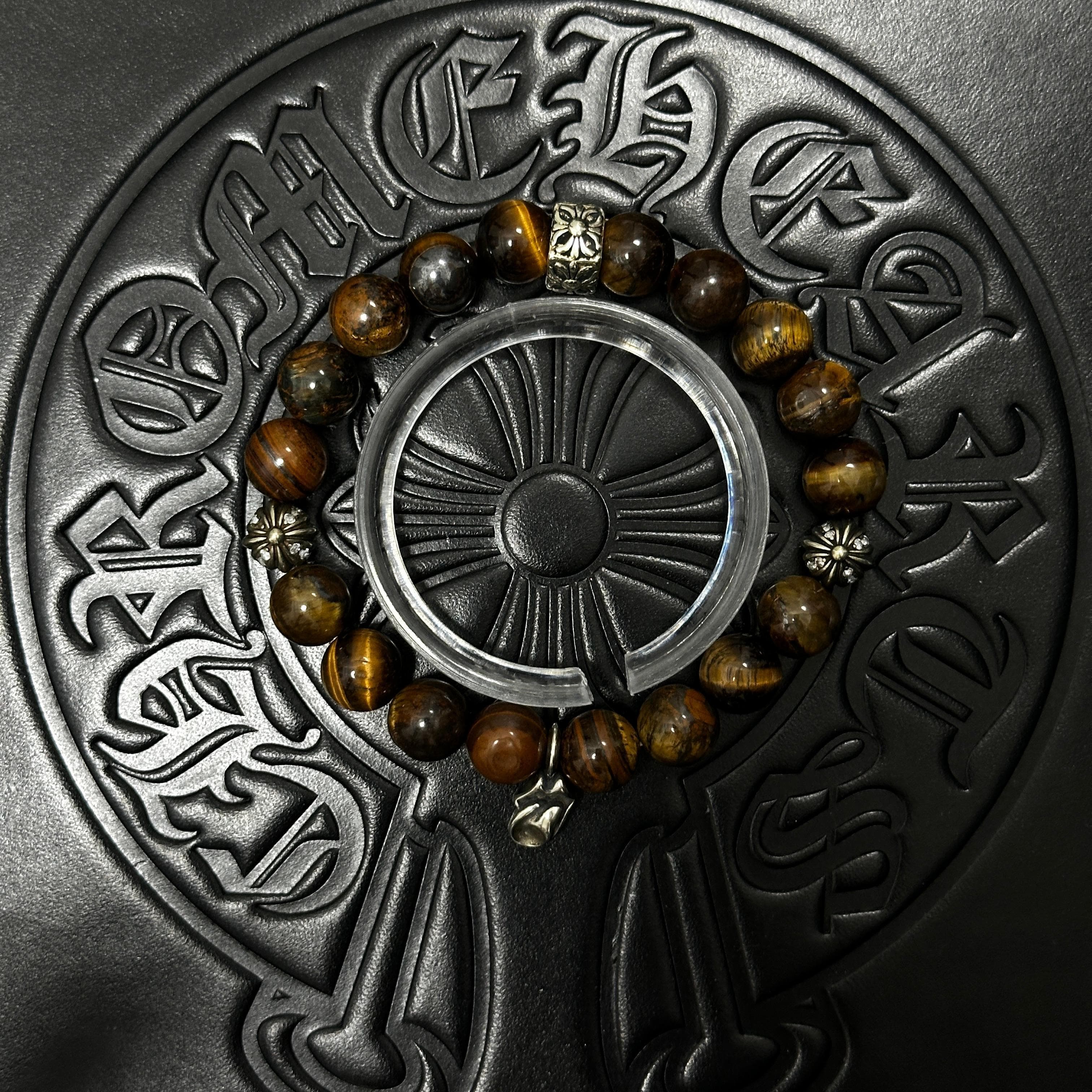 Brown Beaded Charm Bracelet — Chrome Hearts jewelry