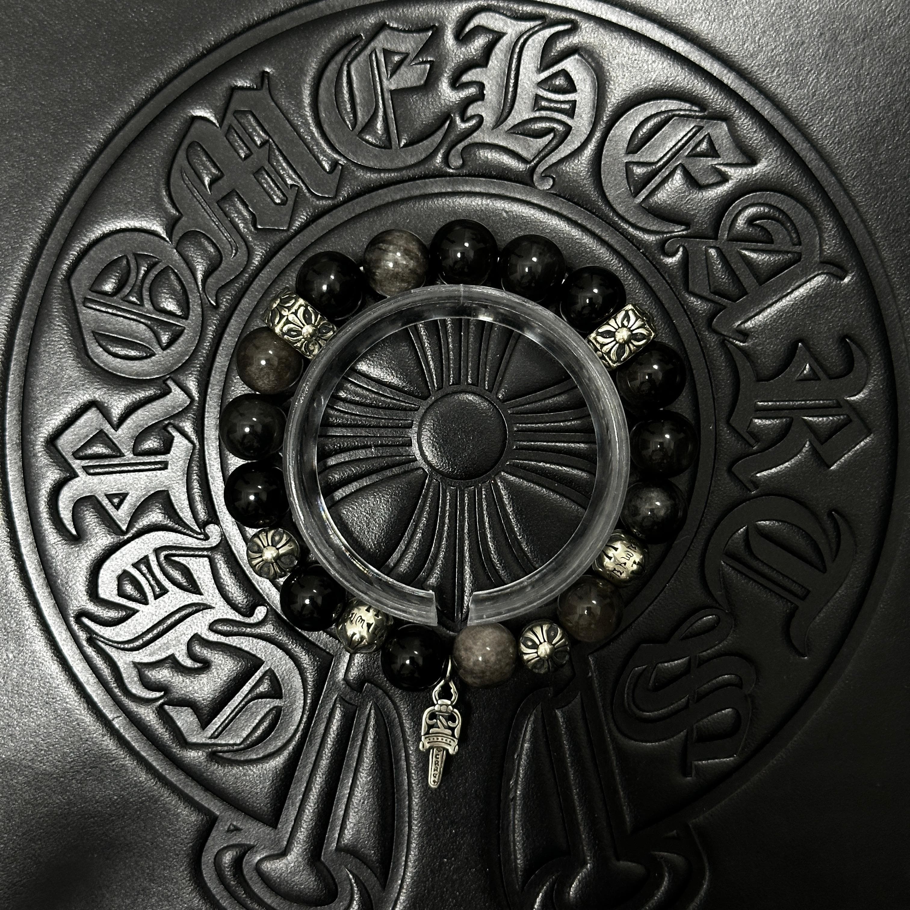 Dark Beaded Dagger Bracelet — Chrome Hearts jewelry