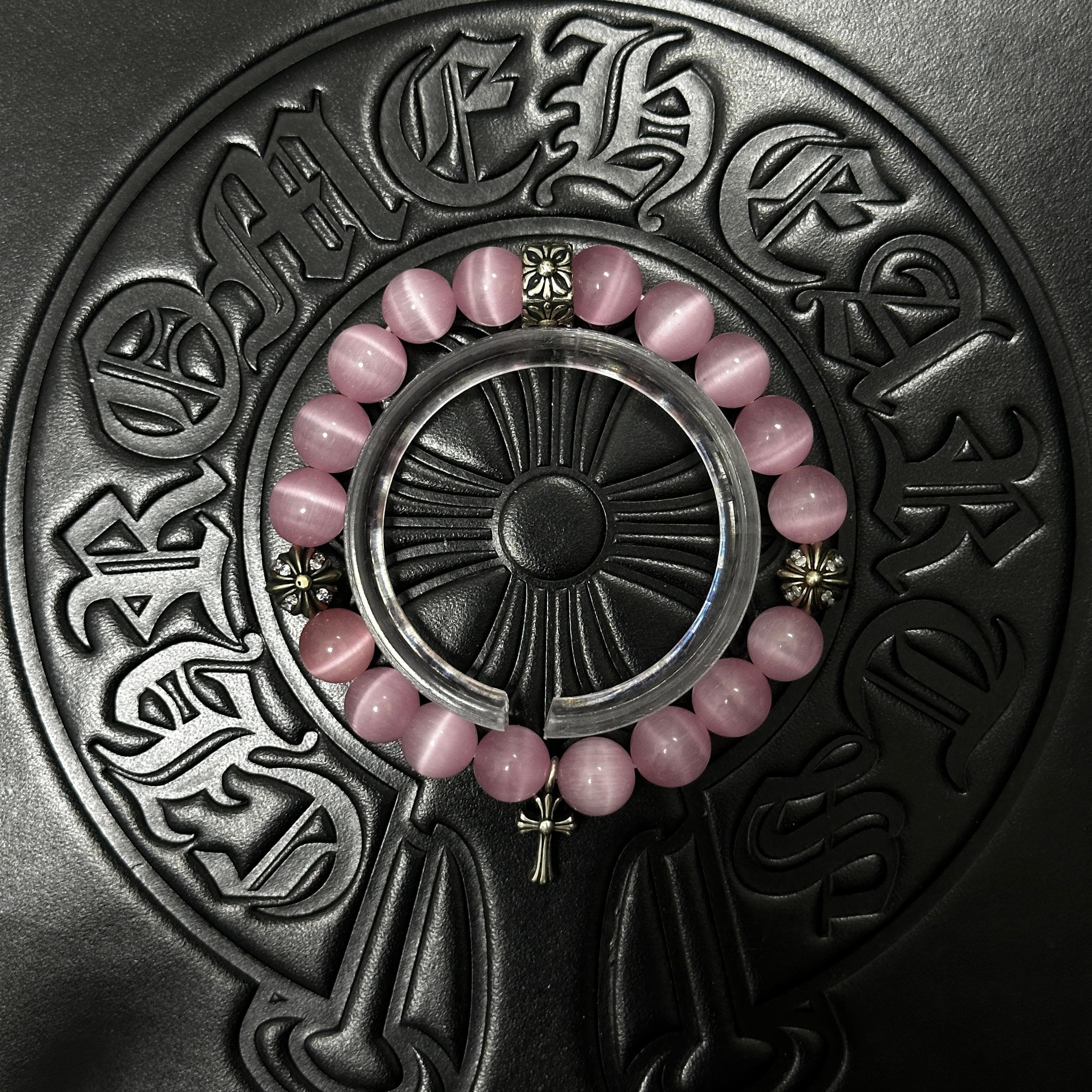 Pink Beaded Cross Bracelet — Chrome Hearts jewelry