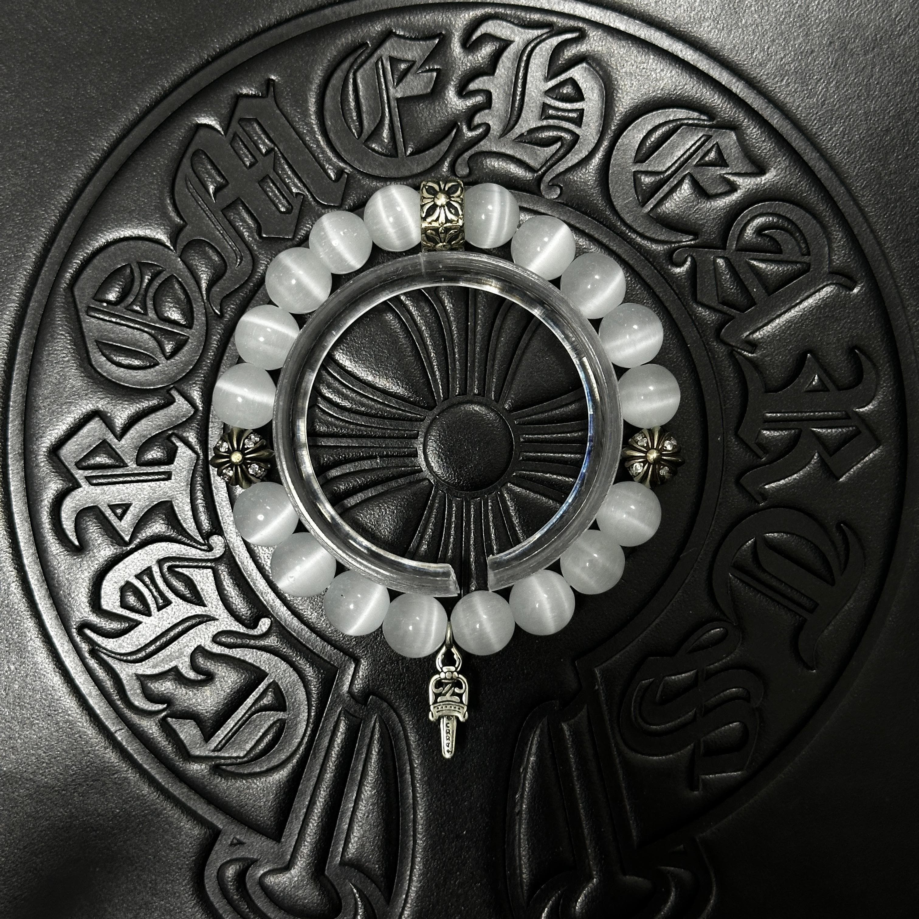 White Beaded Dagger Bracelet — Chrome Hearts jewelry