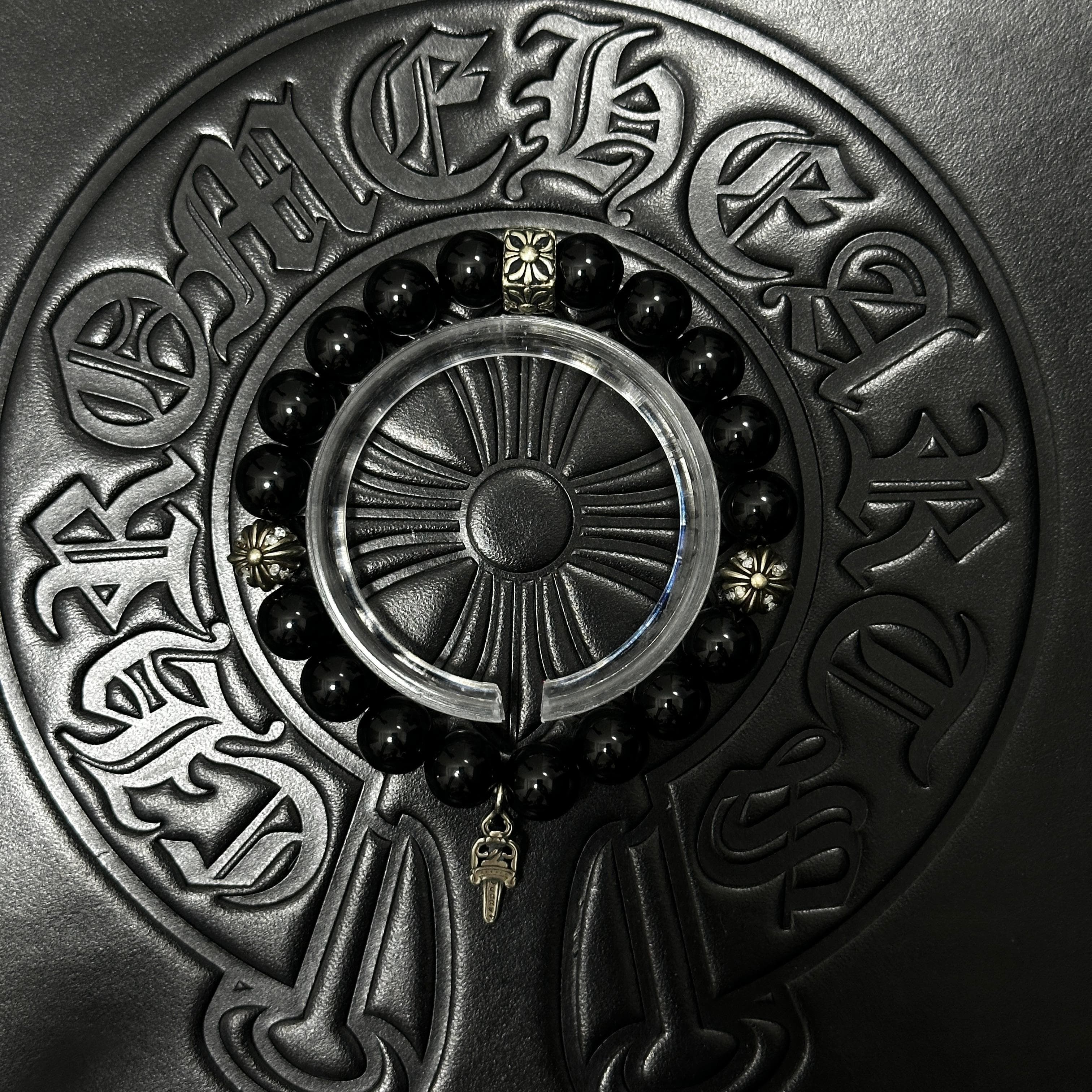 Black Beaded Dagger Bracelet — Chrome Hearts jewelry