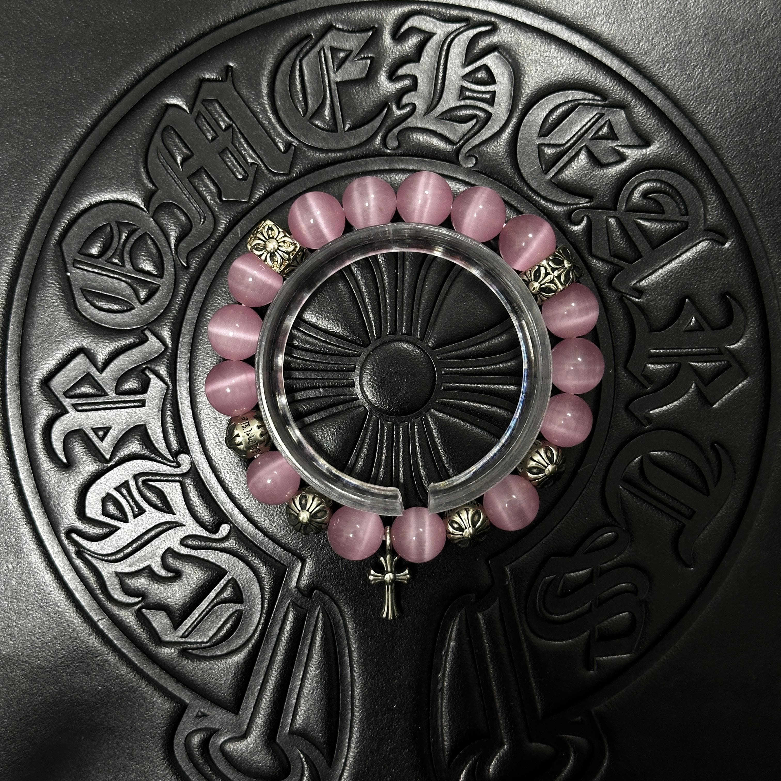 Pink Beaded Cross Bracelet — Chrome Hearts jewelry