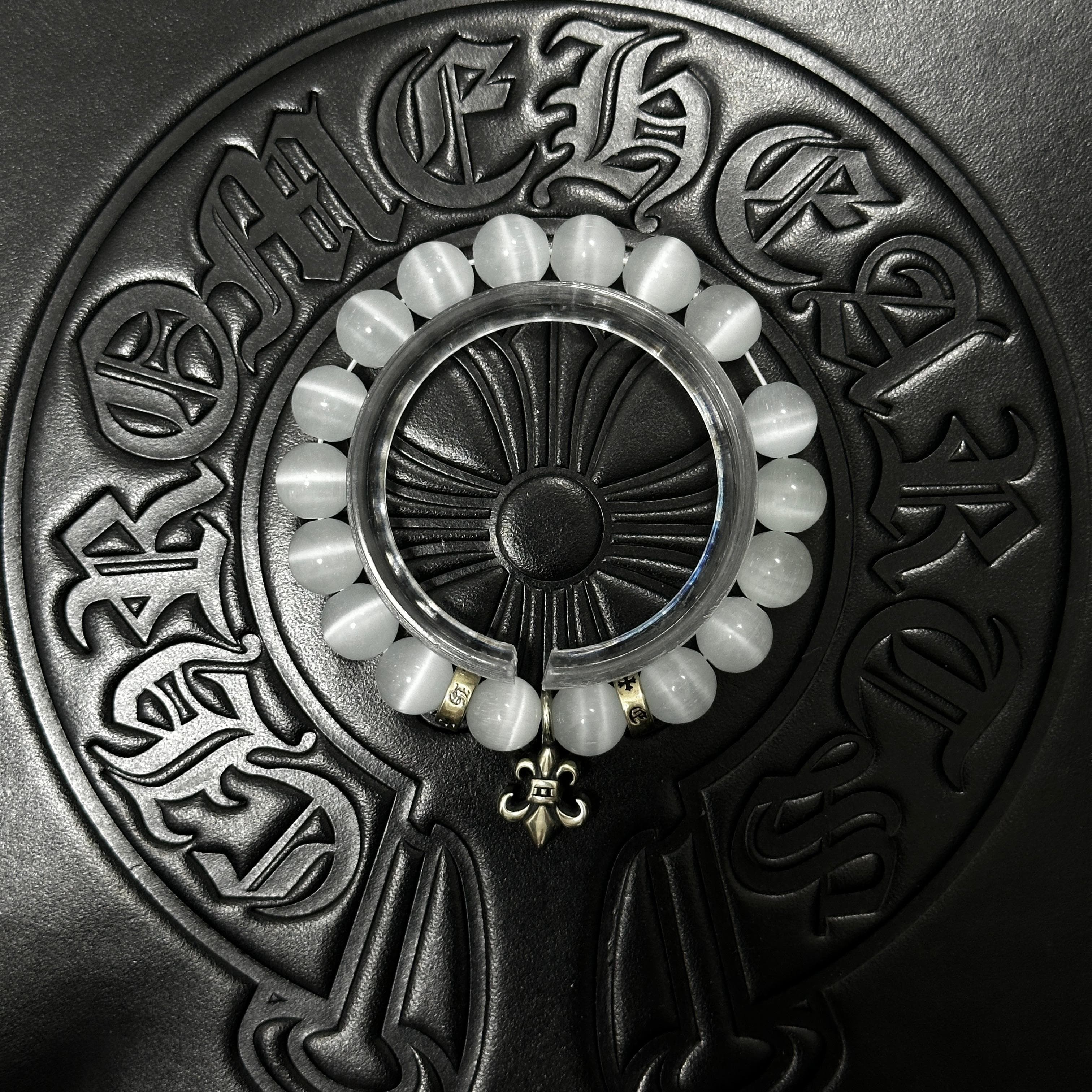 White Beaded Floral Bracelet — Chrome Hearts jewelry