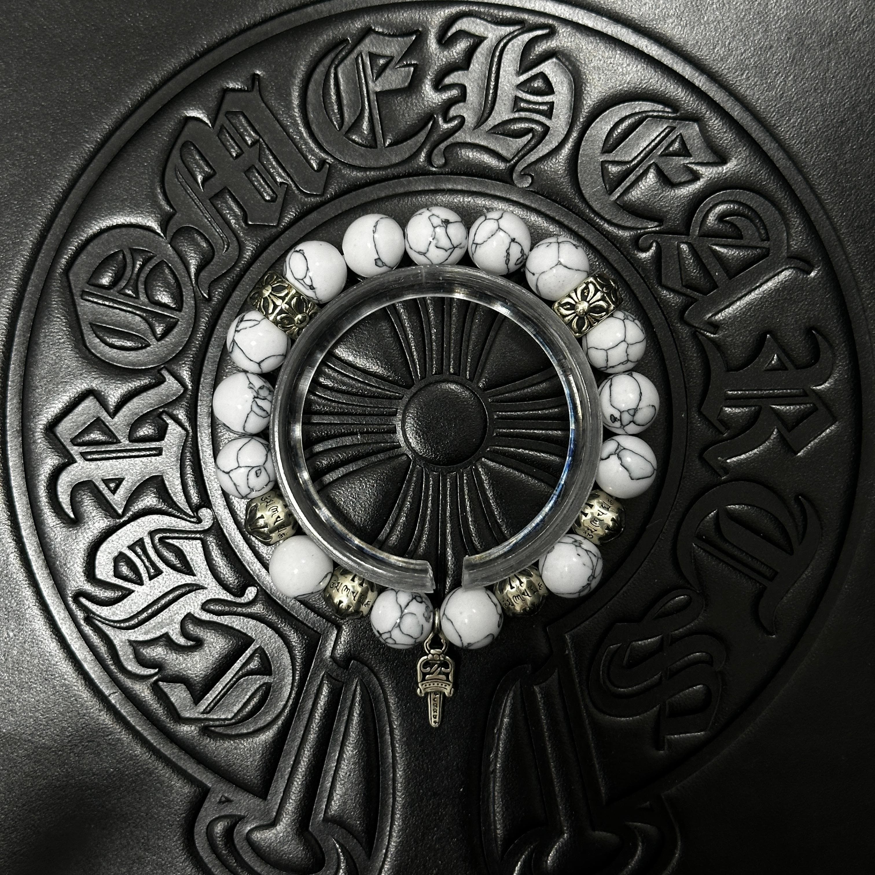 White Beaded Dagger Bracelet — Chrome Hearts jewelry