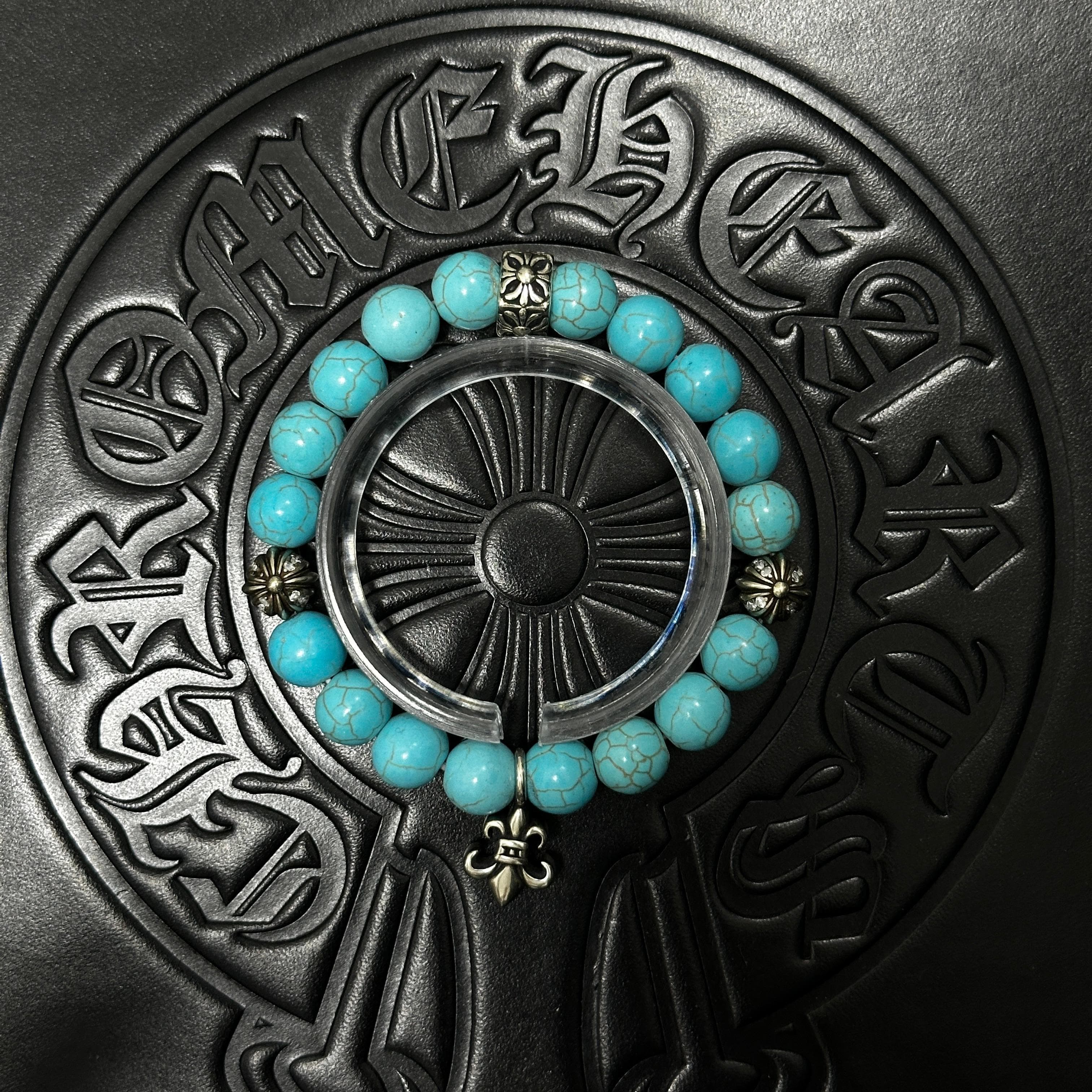 Blue Beaded Floral Bracelet — Chrome Hearts jewelry