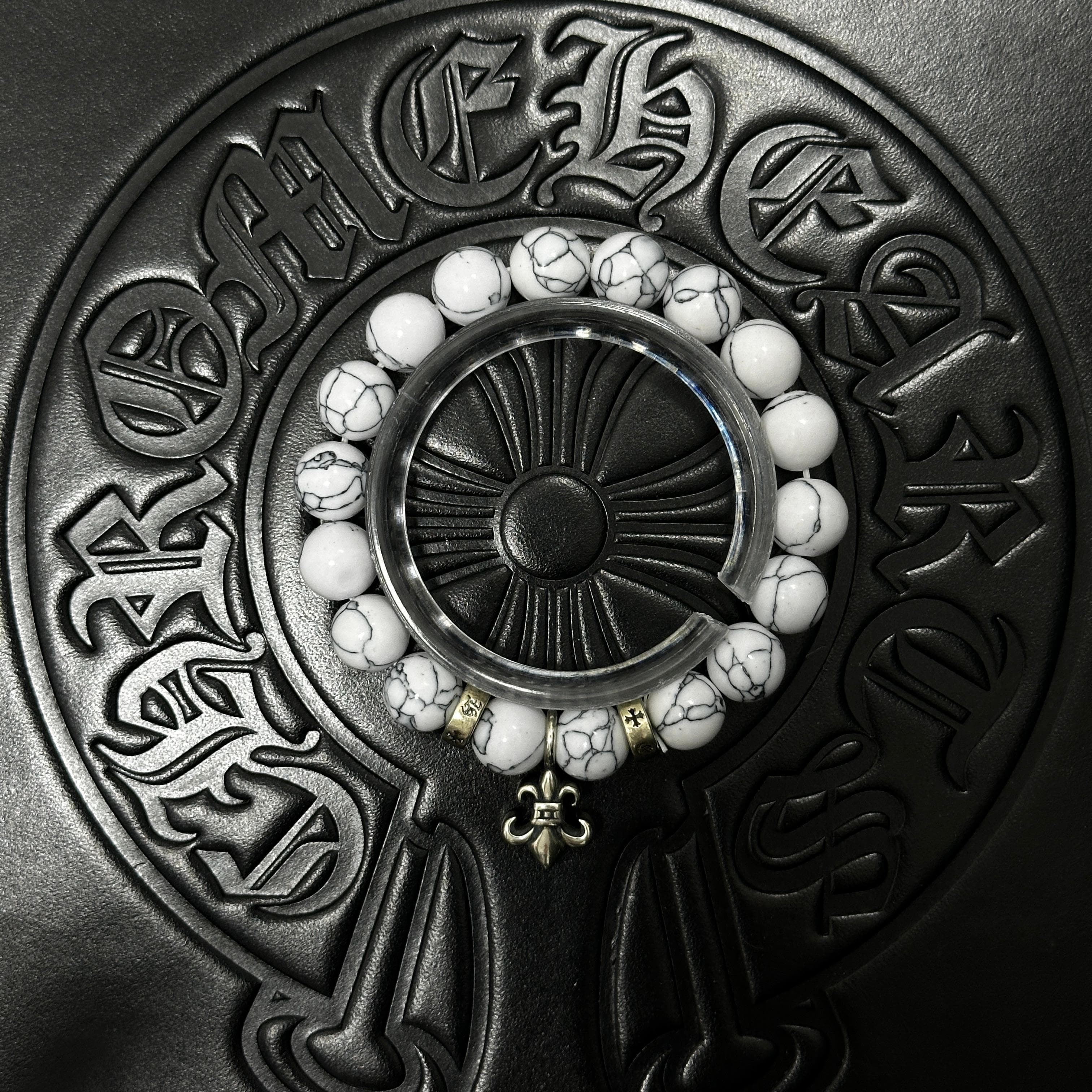 White Beaded Floral Bracelet — Chrome Hearts jewelry