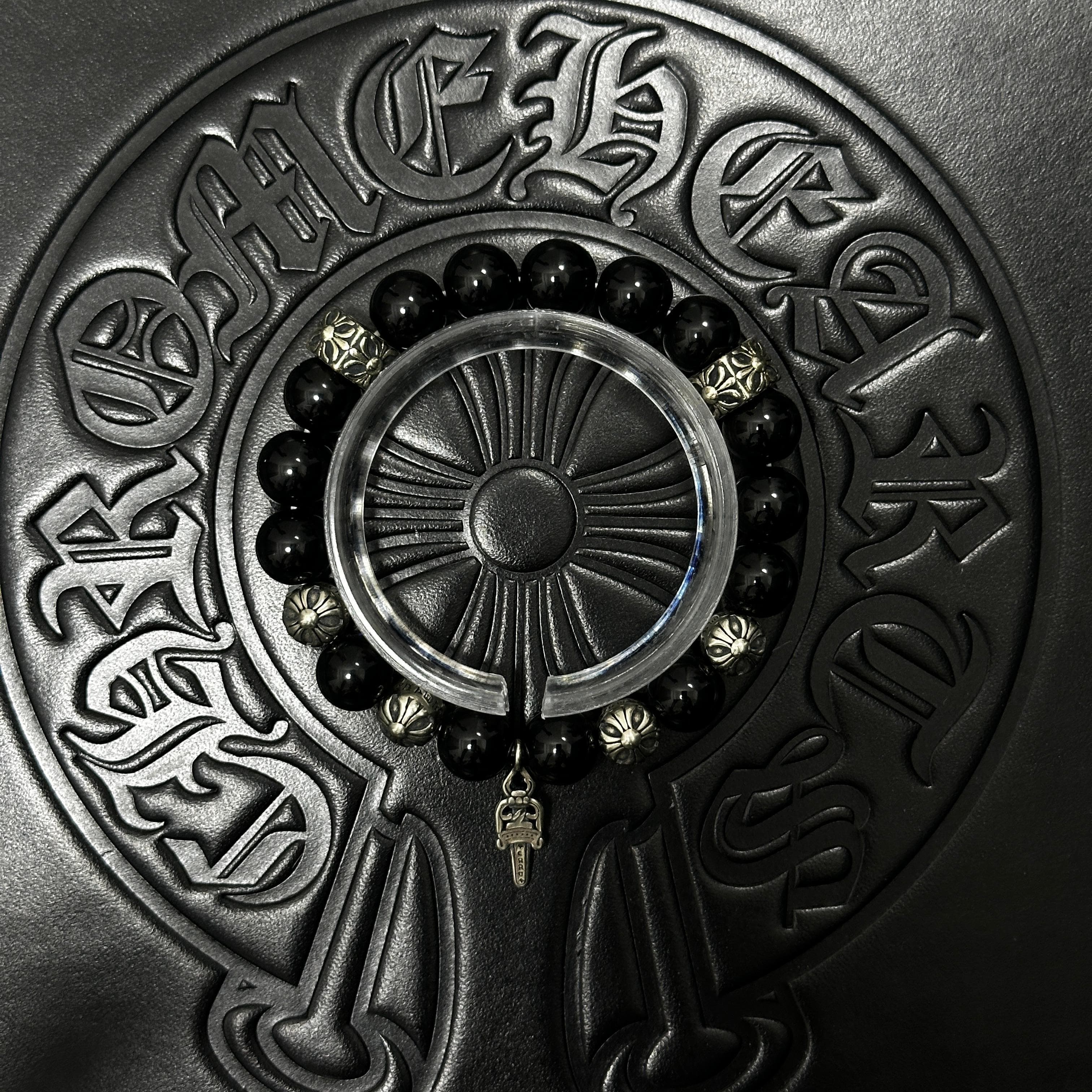 Black Beaded Dagger Bracelet — Chrome Hearts jewelry