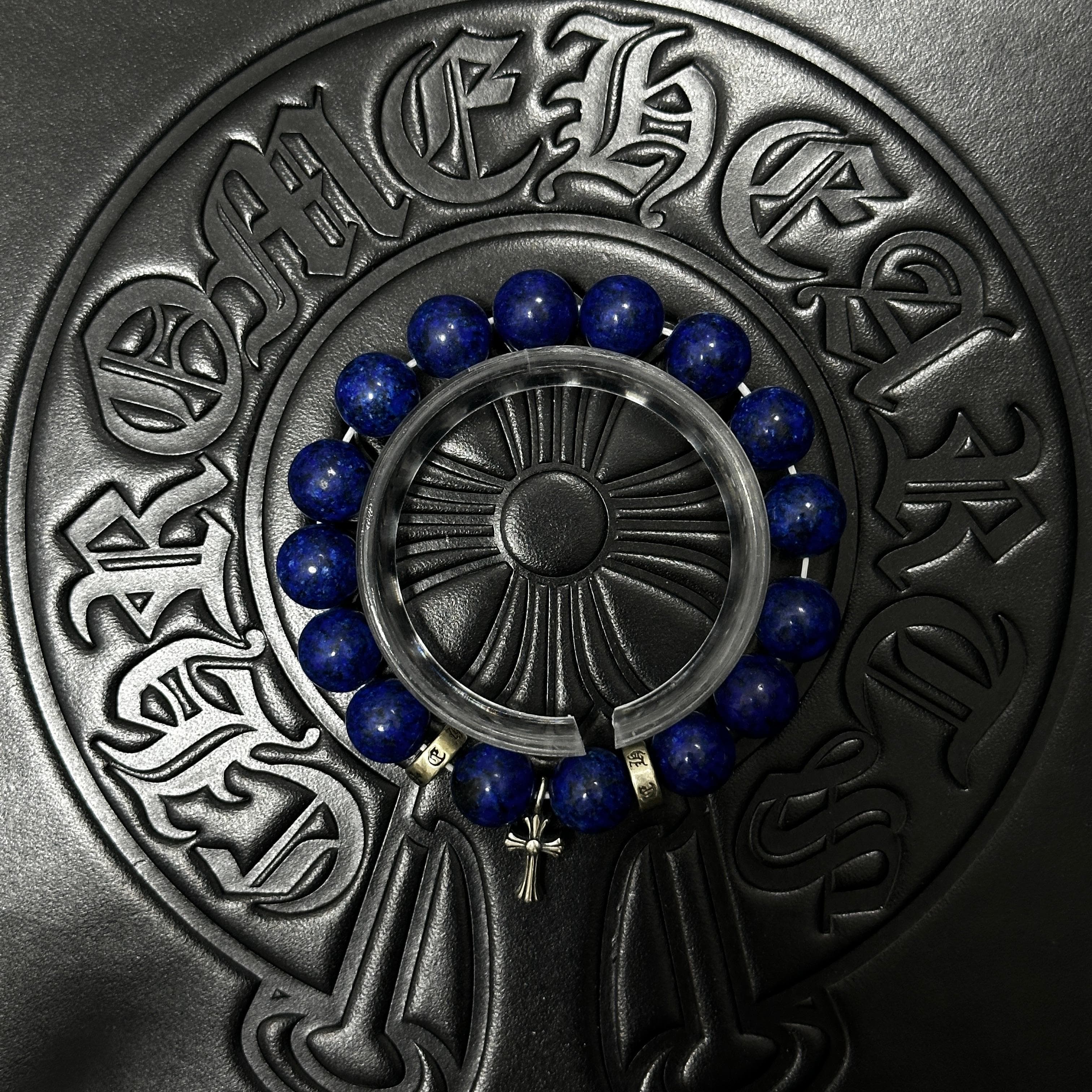 Blue Beaded Cross Bracelet — Chrome Hearts jewelry