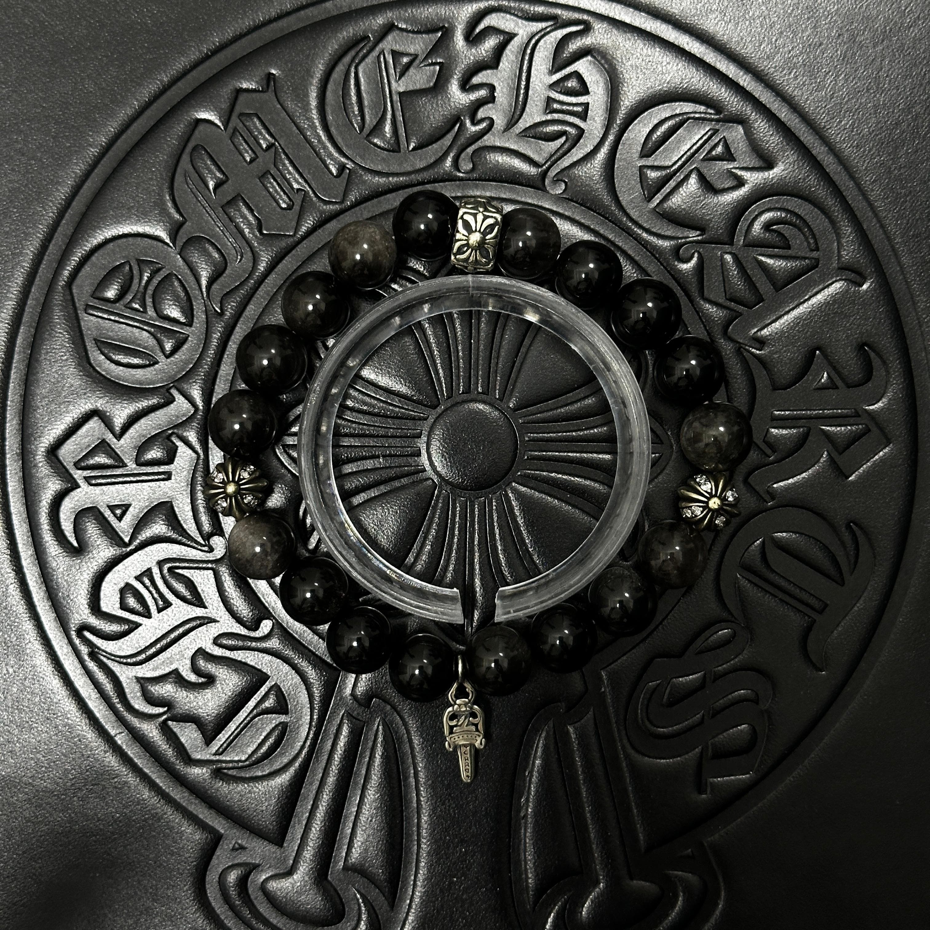 Dark Beaded Dagger Bracelet — Chrome Hearts jewelry