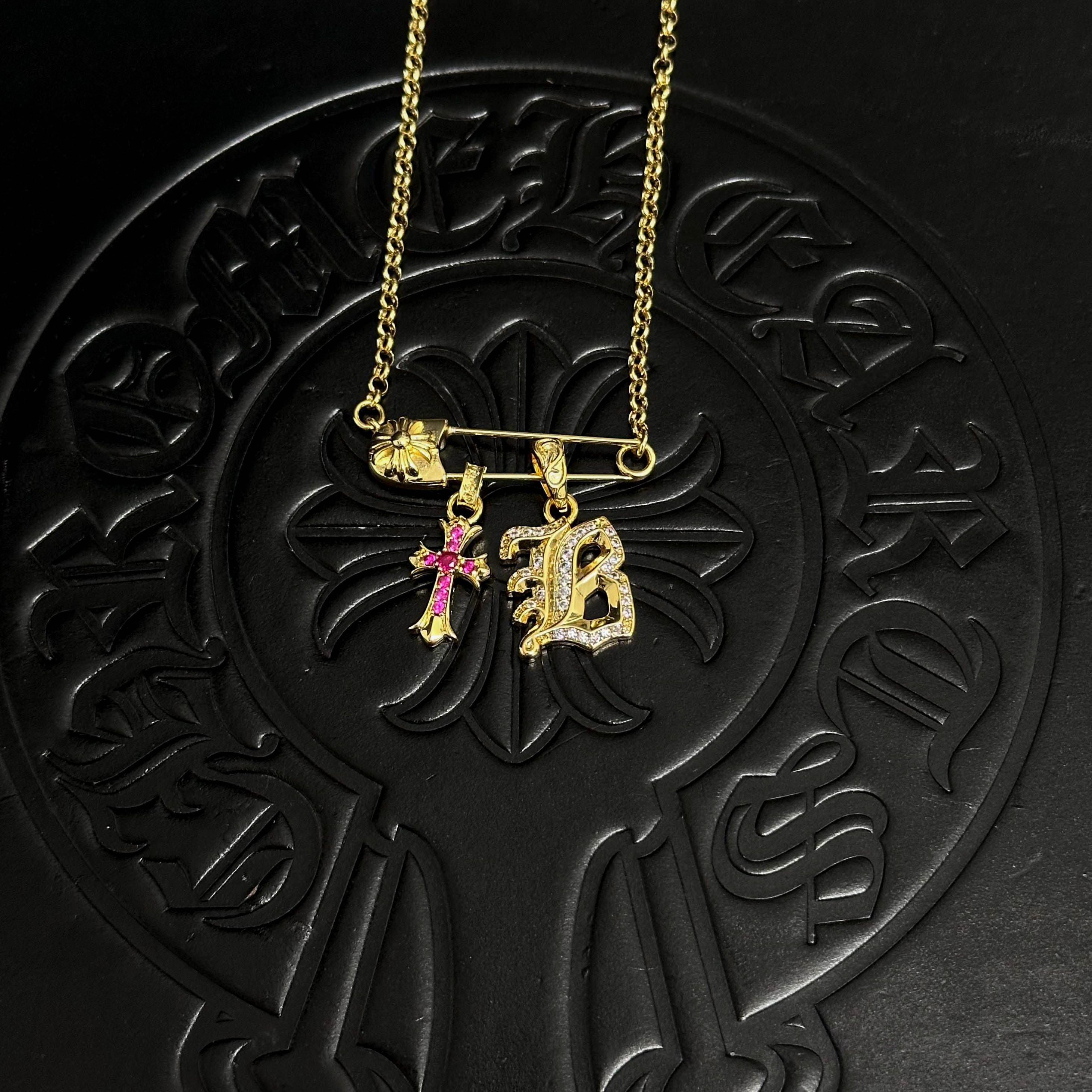 Safety Pin Letter Necklace — Chrome Hearts jewelry