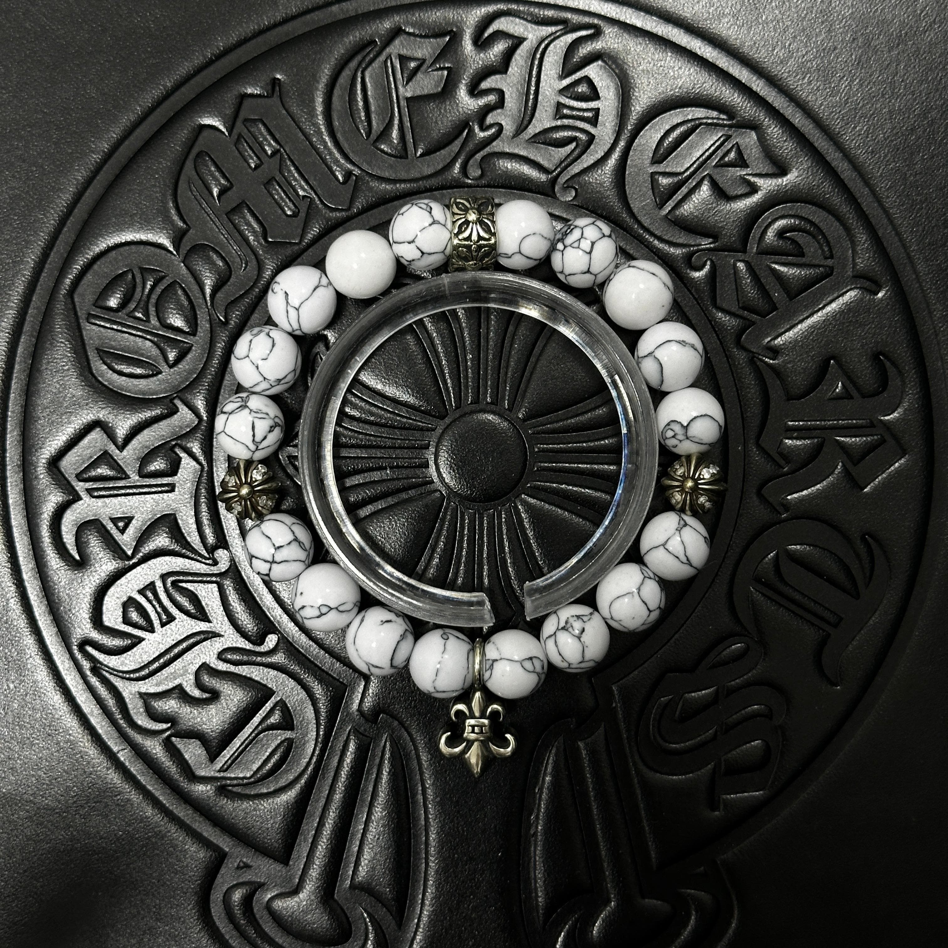 White Beaded Floral Bracelet — Chrome Hearts jewelry