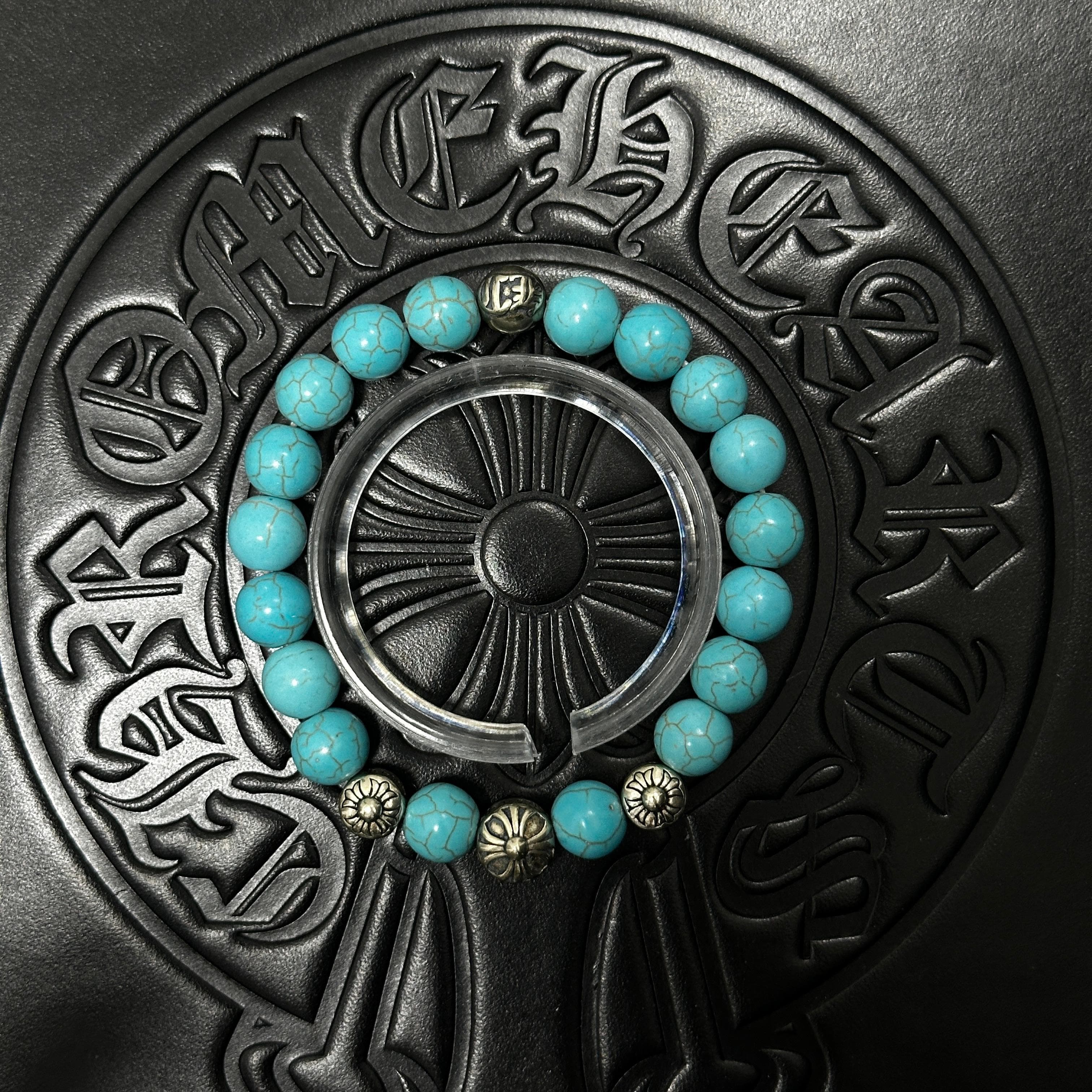 Blue Beaded Floral Bracelet — Chrome Hearts jewelry
