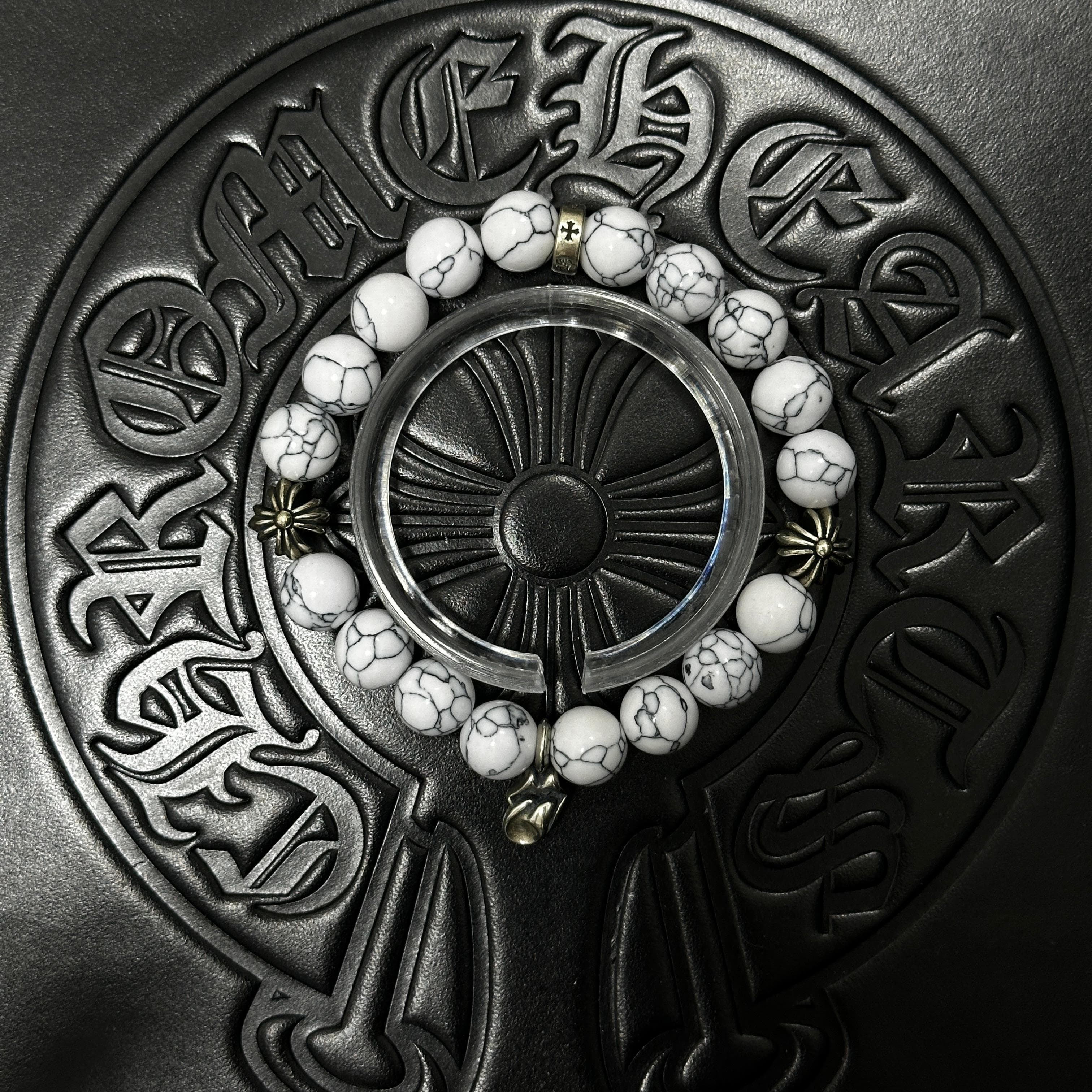White Beaded Charm Bracelet — Chrome Hearts jewelry