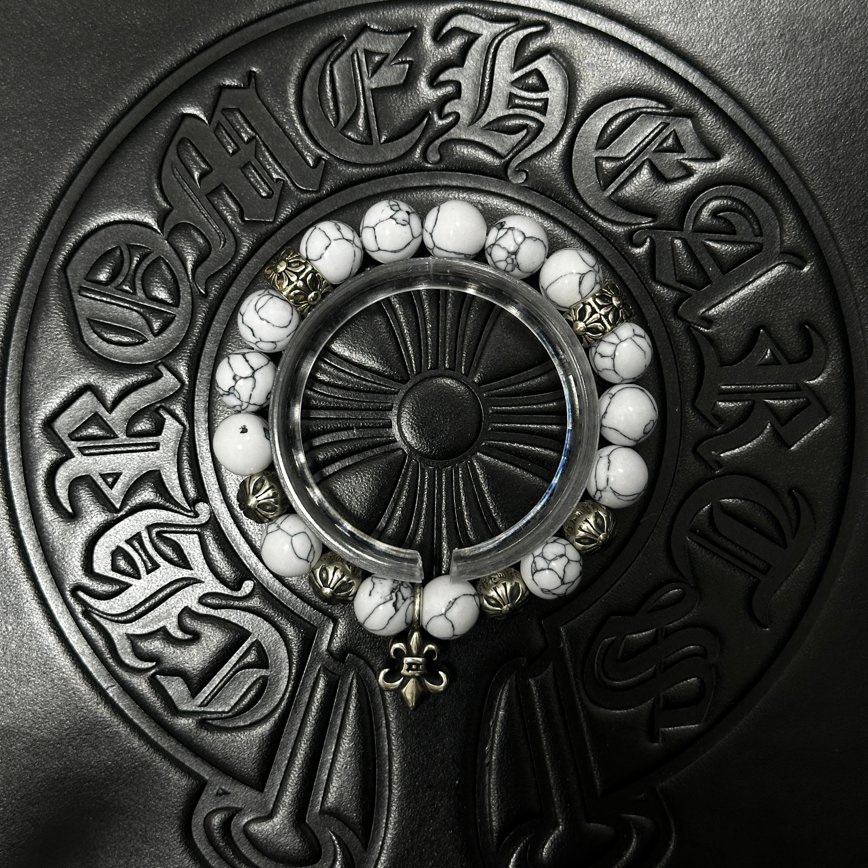 White Beaded Floral Bracelet — Chrome Hearts jewelry