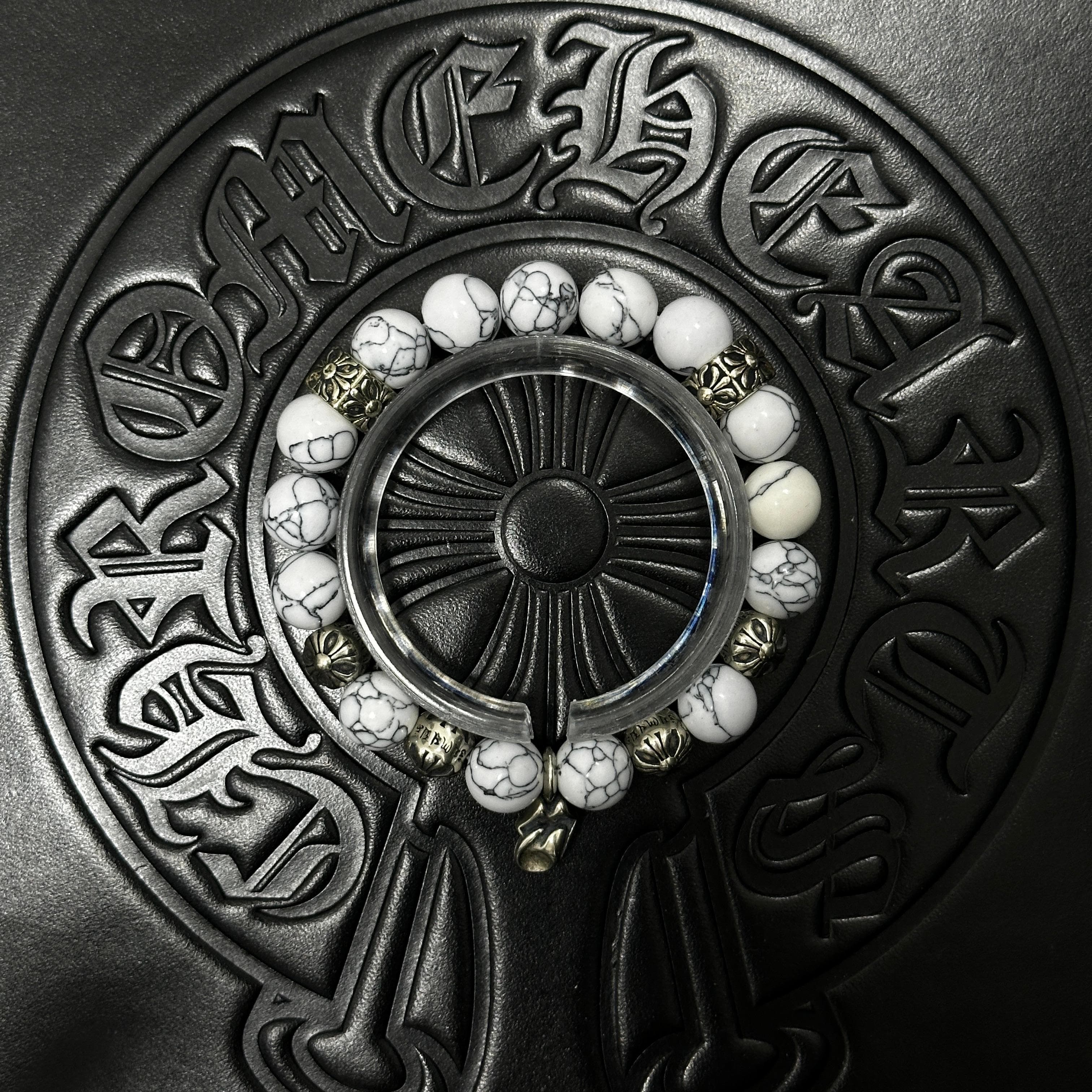 White Beaded Charm Bracelet — Chrome Hearts jewelry