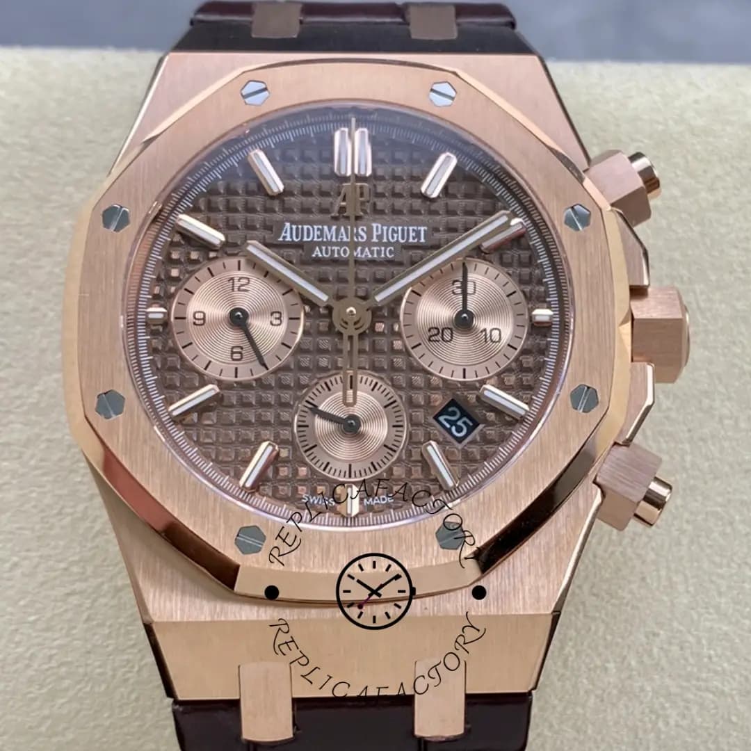 AP Royal Oak Chronograph 41 Brown Alligator Strap 26331OR.OO.D821CR.01 1:1 Clone — view 1