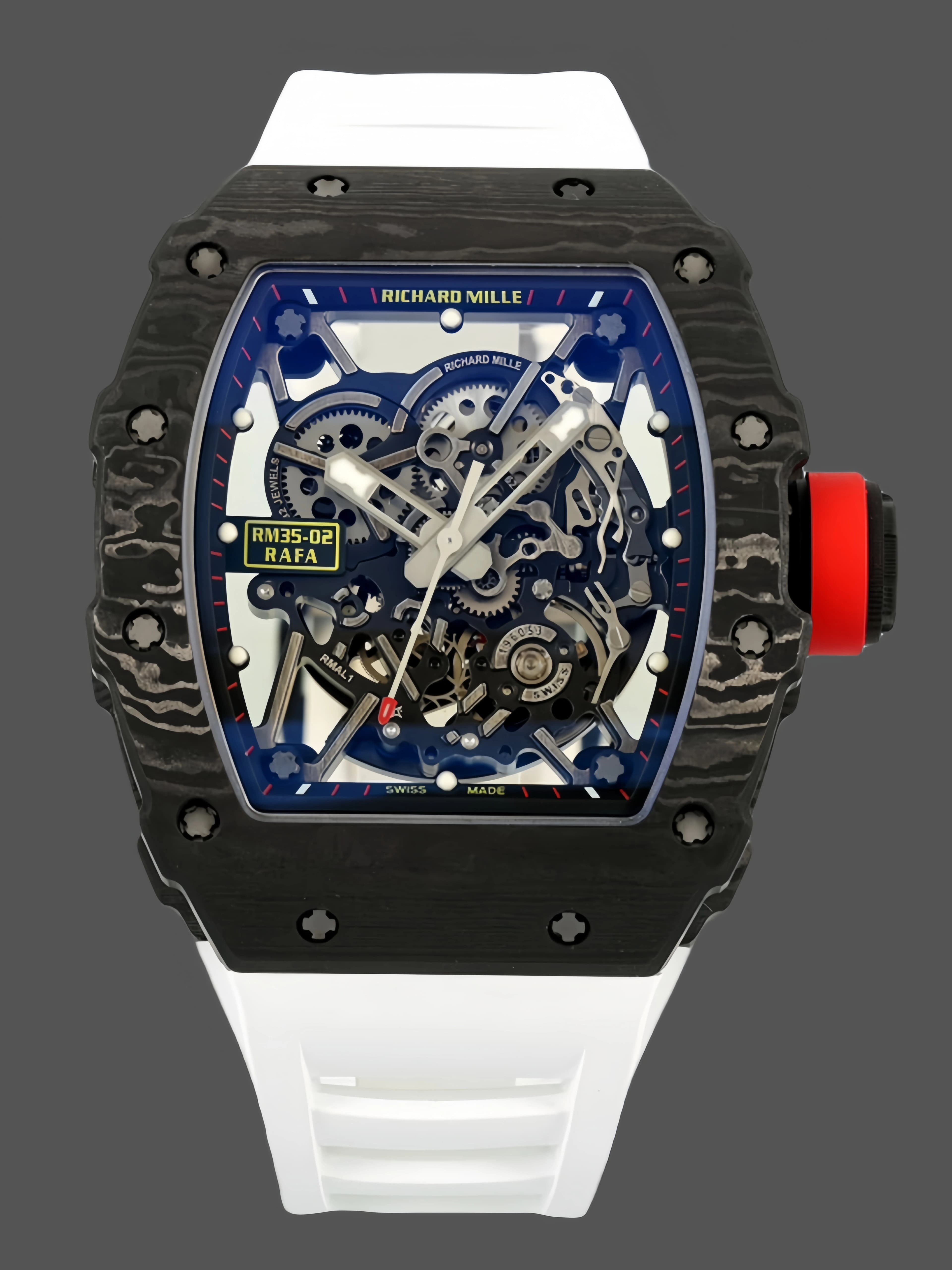 Richard Mille RM 035-02 Rafael Nadal NTPT Carbon on White Rubber Strap — view 1