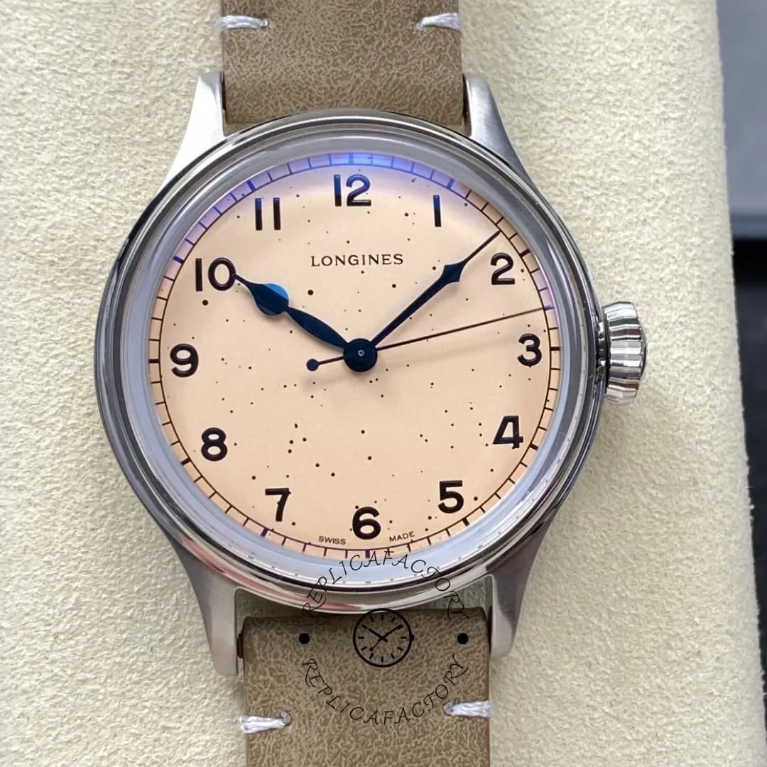 Best Longines Heritage Military 1:1 Clone L2.819.4.93.2 Automatic 38.5mm Pink Dial — view 1