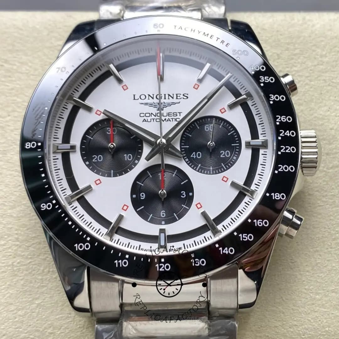 Replica Longines Conquest 42mm Panda Dial L3.835.4.72.6 904L Stainless Steel — view 1