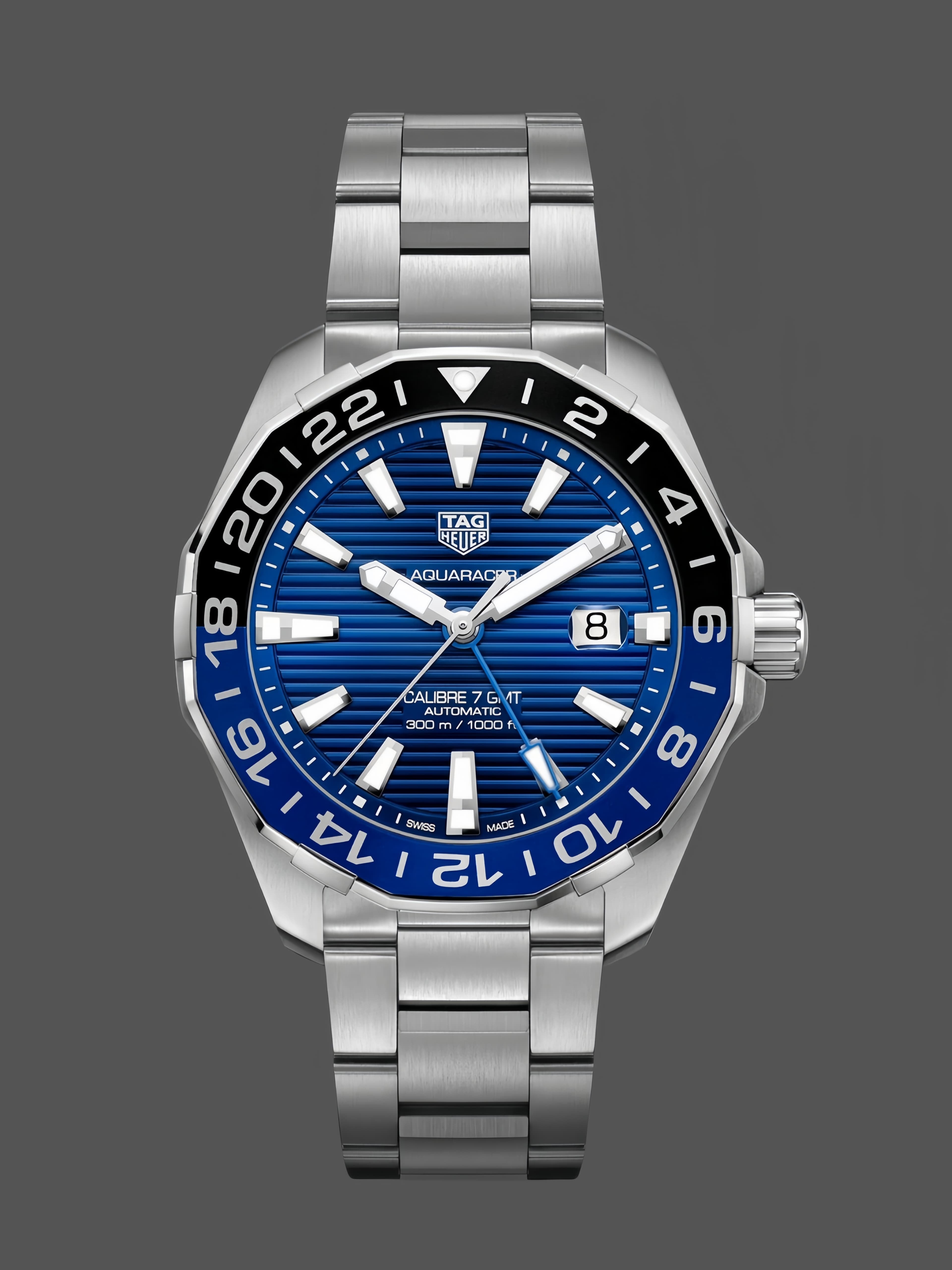 Tag Heuer Aquaracer Automatic GMT Steel WAY201T. BA0927 Blue 43mm — view 1