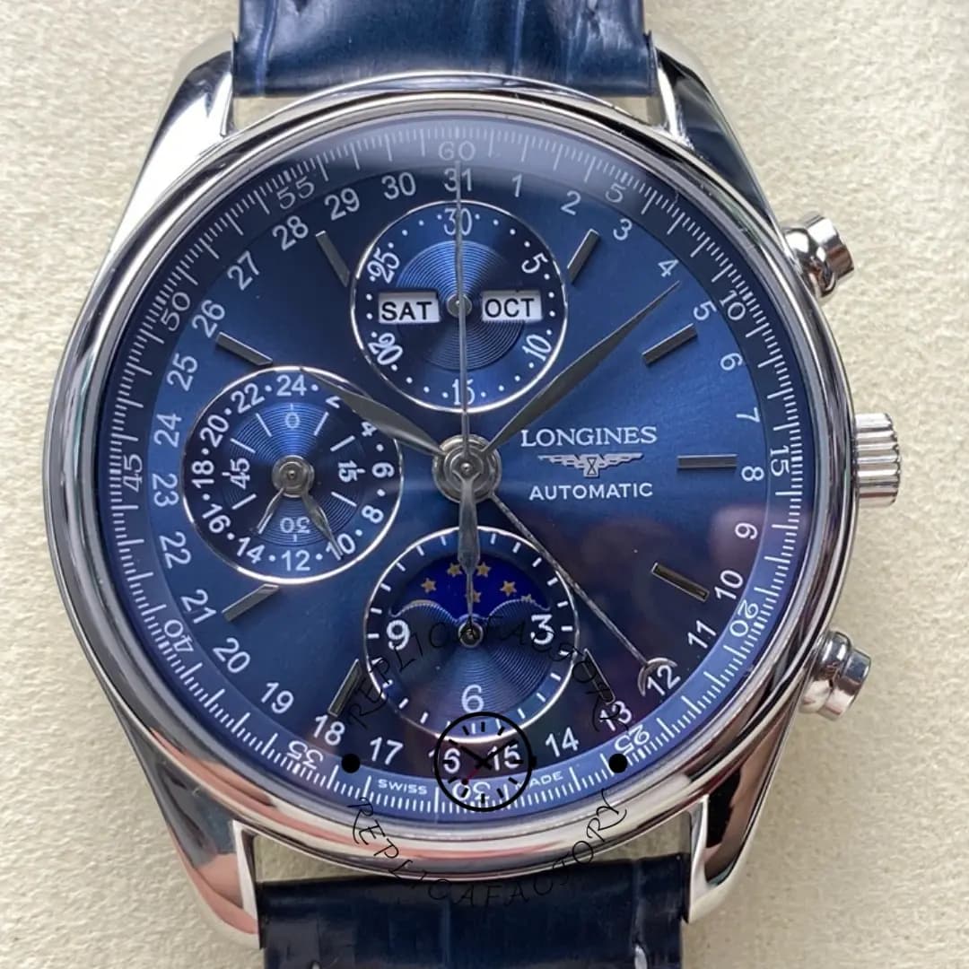 Longines Master Collection 42 Chronograph L2.673.4.92.0 1:1 Clone Blue Strap — view 1