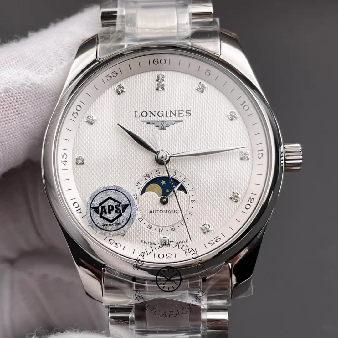 Longines L2.919.4.77.6 Master Collection Replica White Dial Moonphase Diamonds — view 1