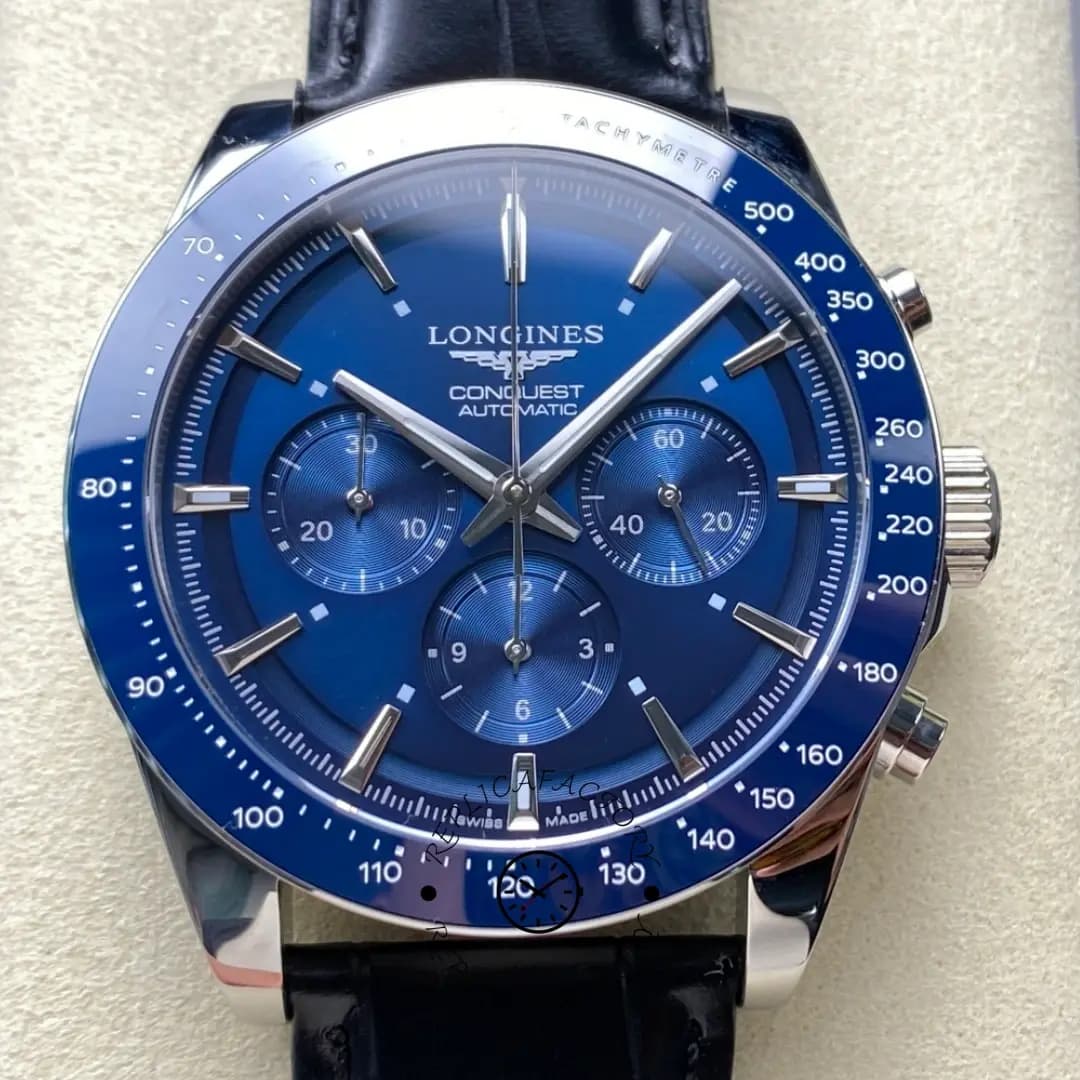Longines L3.835.4.92.6 Conquest 42 Ceramic 1:1 Clone Tachymeter Chronograph — view 1