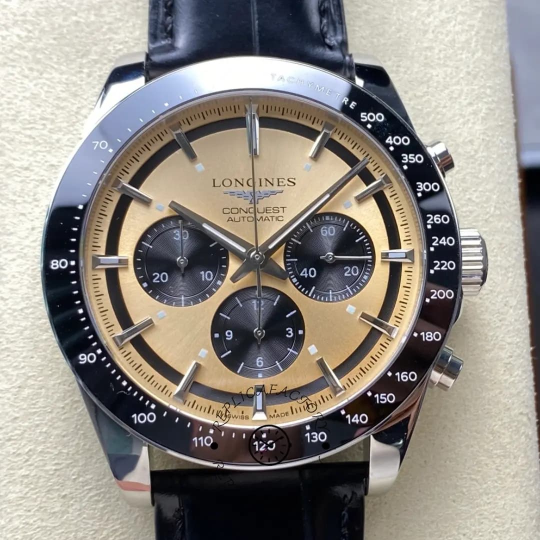 Longines L3.835.4.32.9 Conquest Automatic 42mm 1:1 Clone Chronograph Brown Dial — view 1