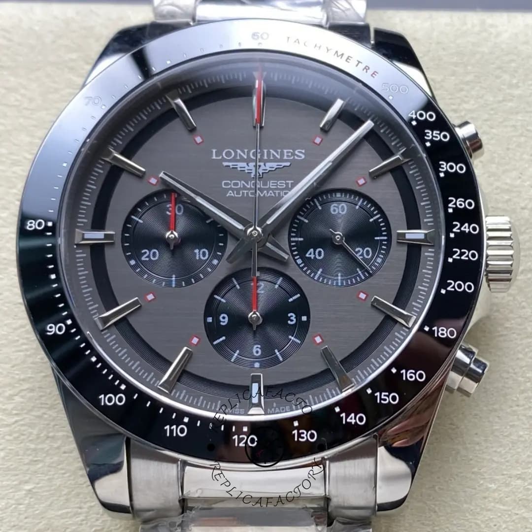 Longines Conquest 1:1 Clone Ski Edition Ceramic L3.836.4.52.9 Grey 42 Chronograph — view 1