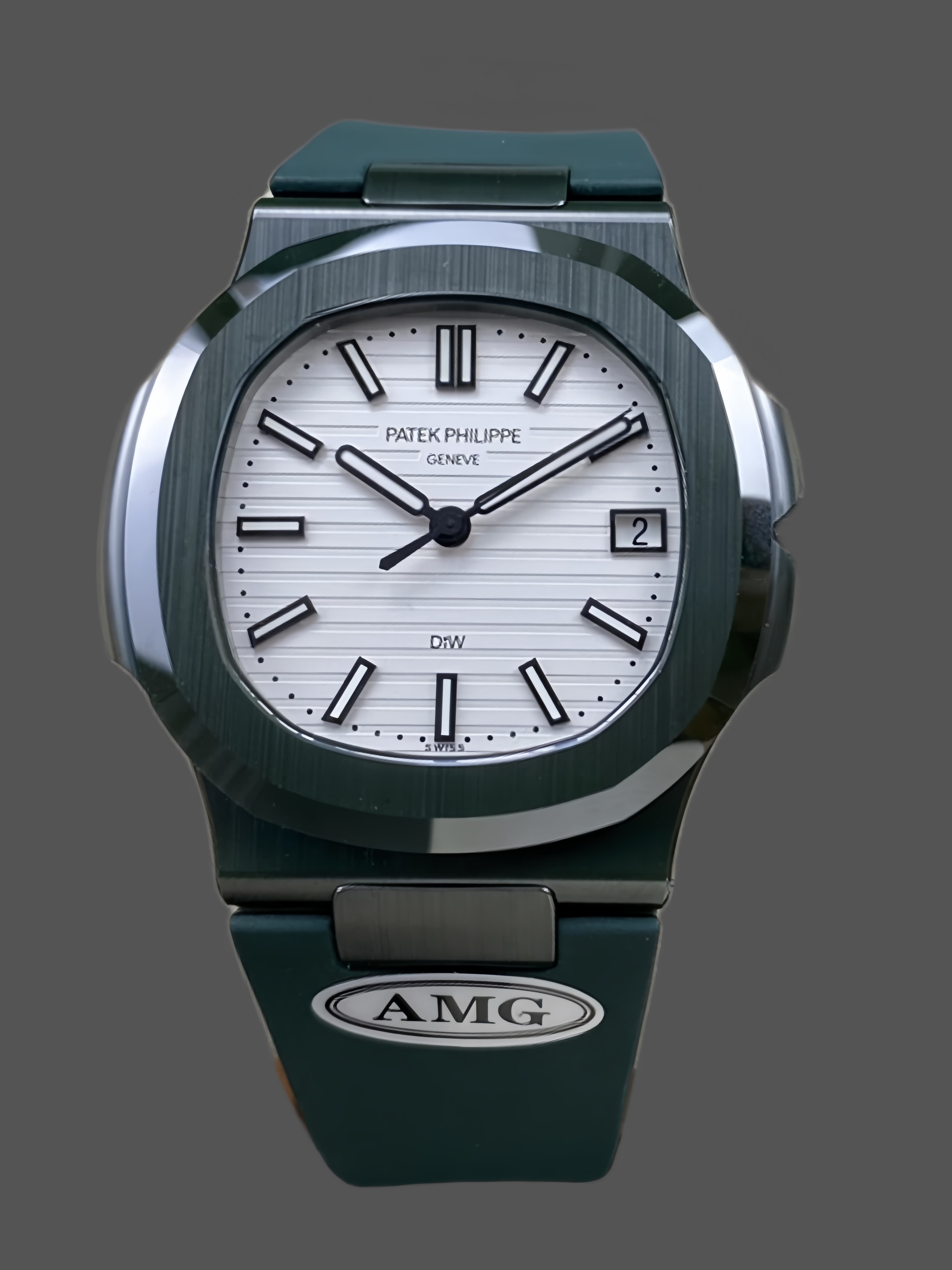 Patek Philippe Nautilus Green Rubber White Dial 5711 40MM Watch — view 1