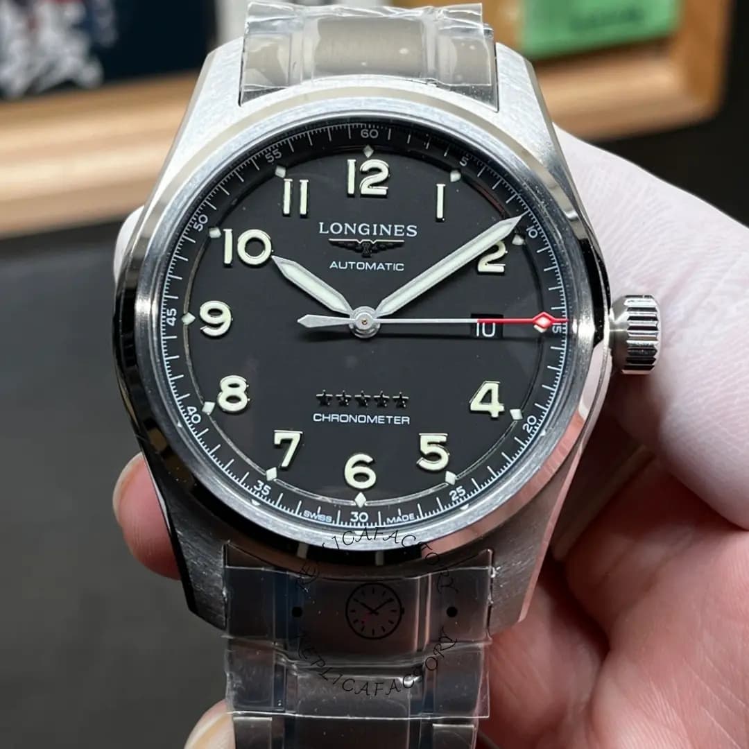 Longines Spirit L3.811.4.53.6 Replica 42mm Watch Black Dial Steel — view 1
