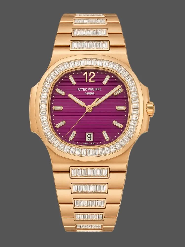 Clone Patek Philippe Nautilus 7014 Purple Dial Diamond Bezel — view 1