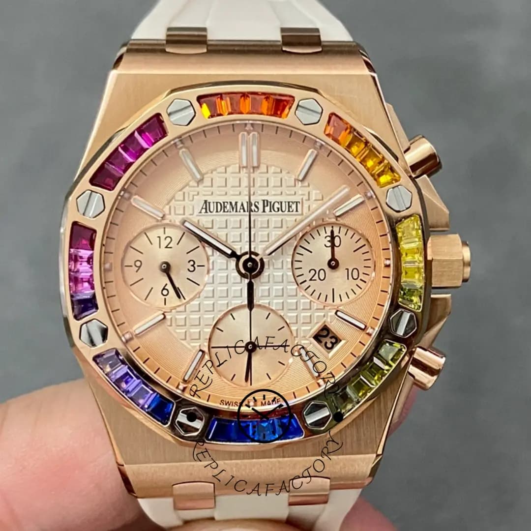 AP 26236OR.YY.D085CA.01 Royal Oak Offshore Chronograph 37 1:1 Clone Rainbow Bezel — view 1